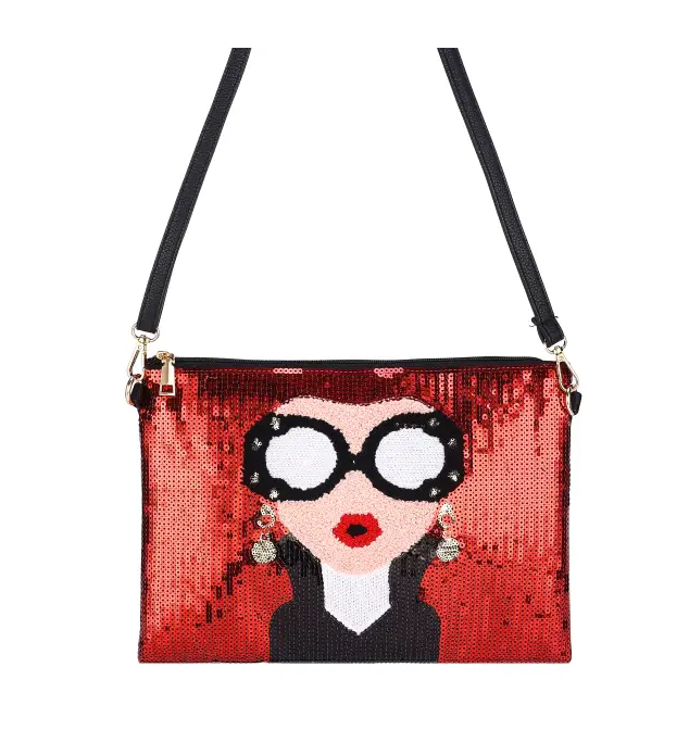 Sequin Face Shoulder Bag (Red)