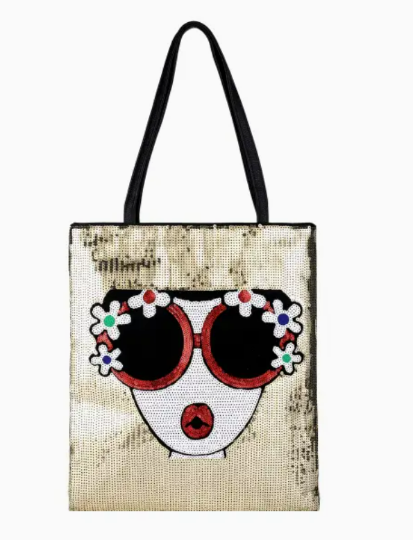 Sequin Face Tote (Gold)