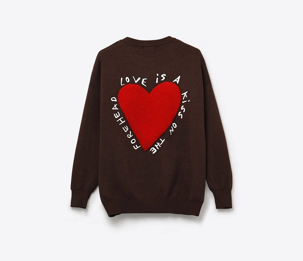 Love Embroidered Sweater (Brown)