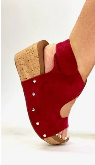 Frisky Red Suede Wedge