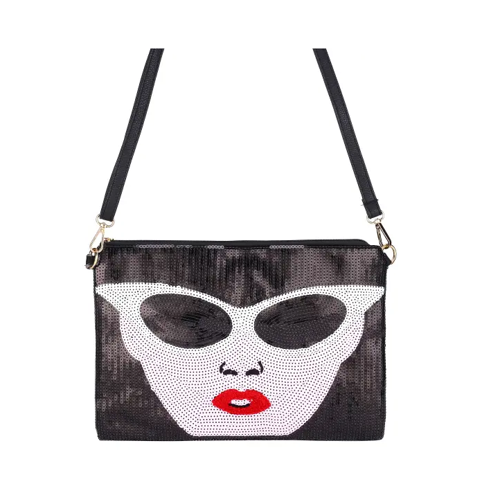 Sequin Face Shoulder Bag (Black)