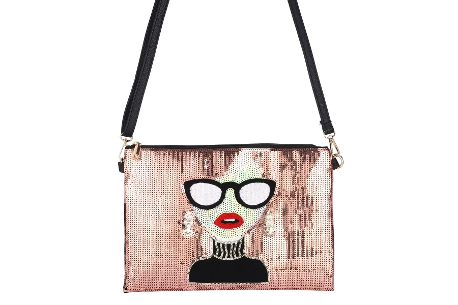 Sequin Face Shoulder Bag (Rose Gold)
