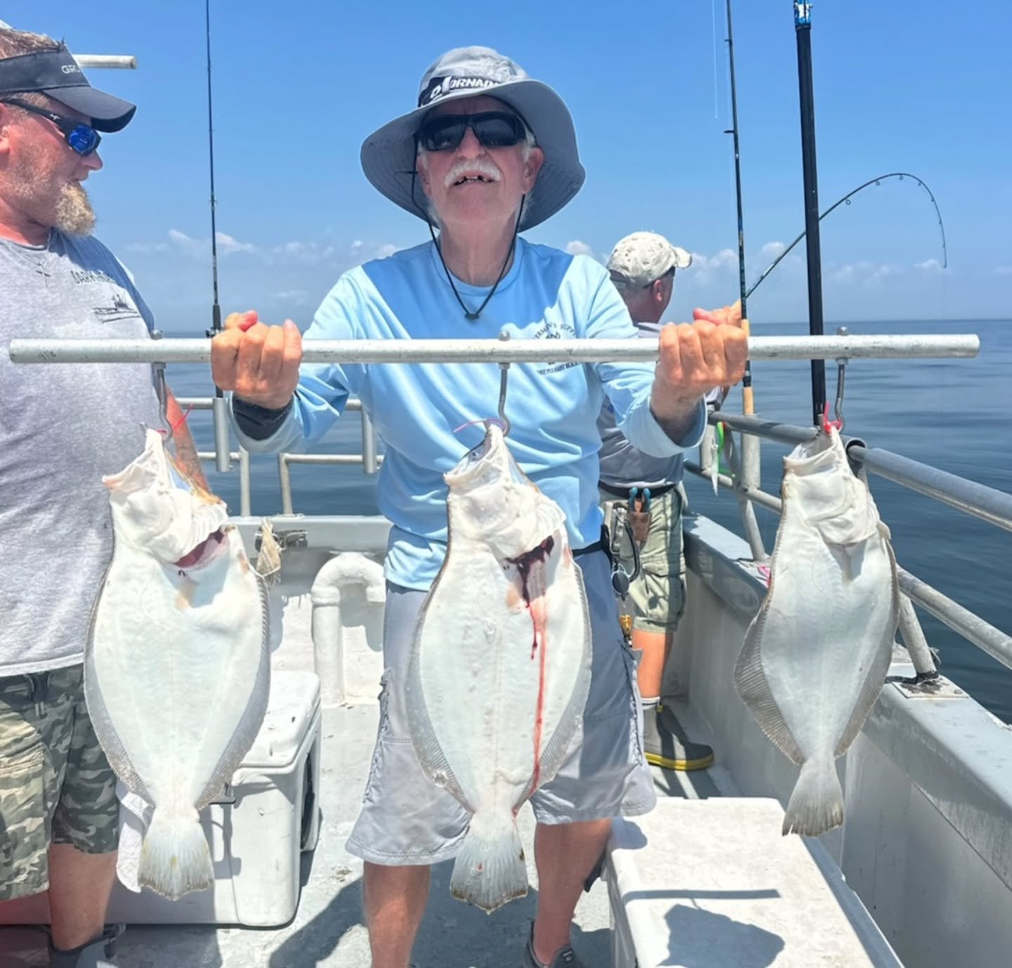 Very good Fluking on our Marathon Monday trip today! Headed out with a light crew of 11 this morning. No wind or current all day, so decided to work some very small pieces of bottom from the start. Most had very good short life, with a couple keepers