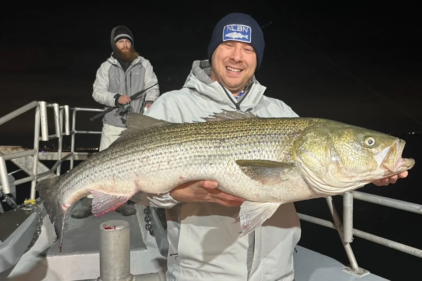 Man that wind was no joke tonight! Had to battle some tough conditions on tonight's eel trip. Had some fish right away but got chased by the wind/seas. Took a ride and found an area of fish where we saw plenty of bites. Landed a bunch of jumbos and l