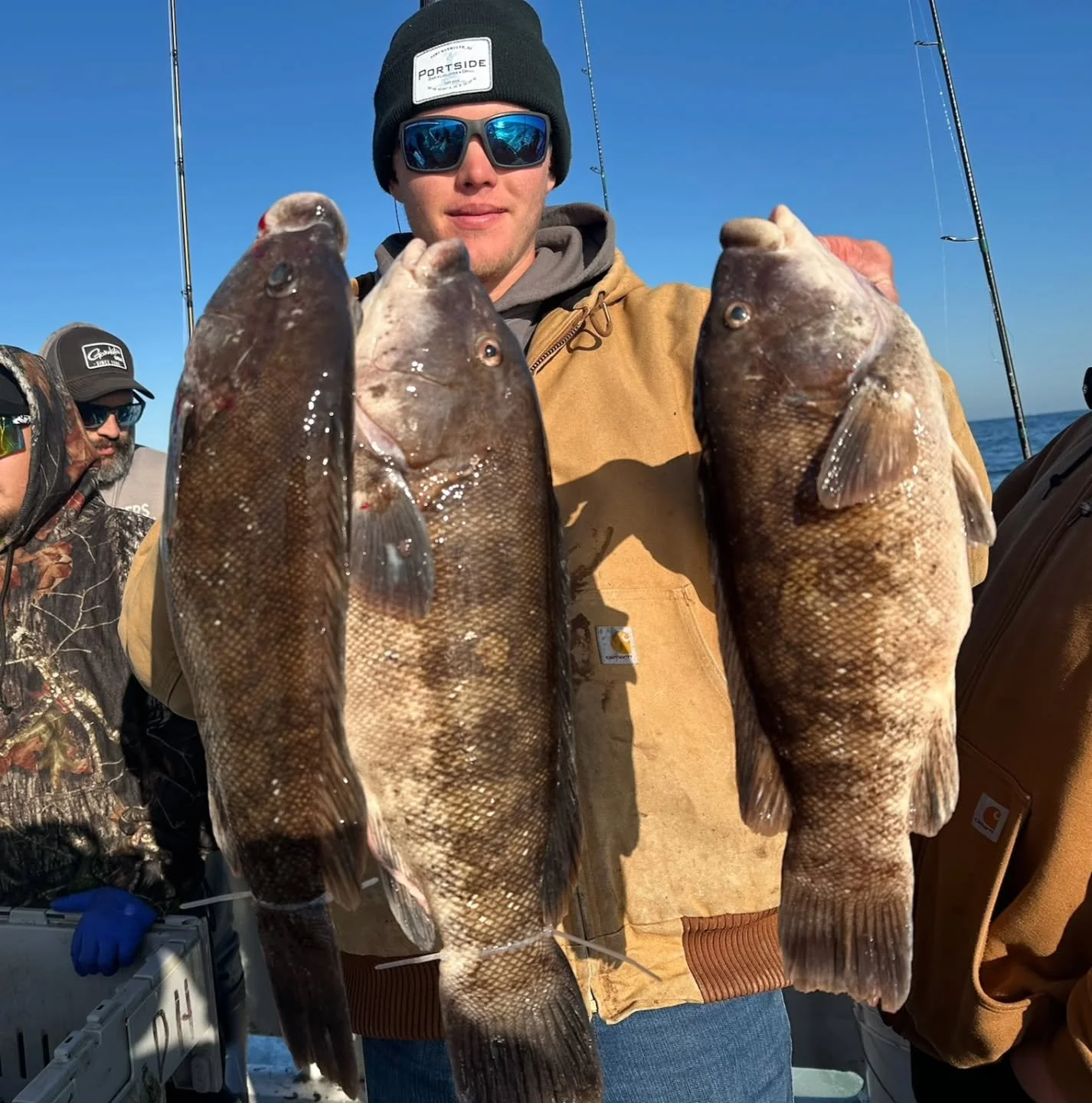 Beautiful day on the tog grounds today with a sold out crowd. Unfortunately the fishing was not good. No need to fluff the report trying to pass it off as okay since we caught some big ones. Picked at some quality keepers but most drops were pretty l