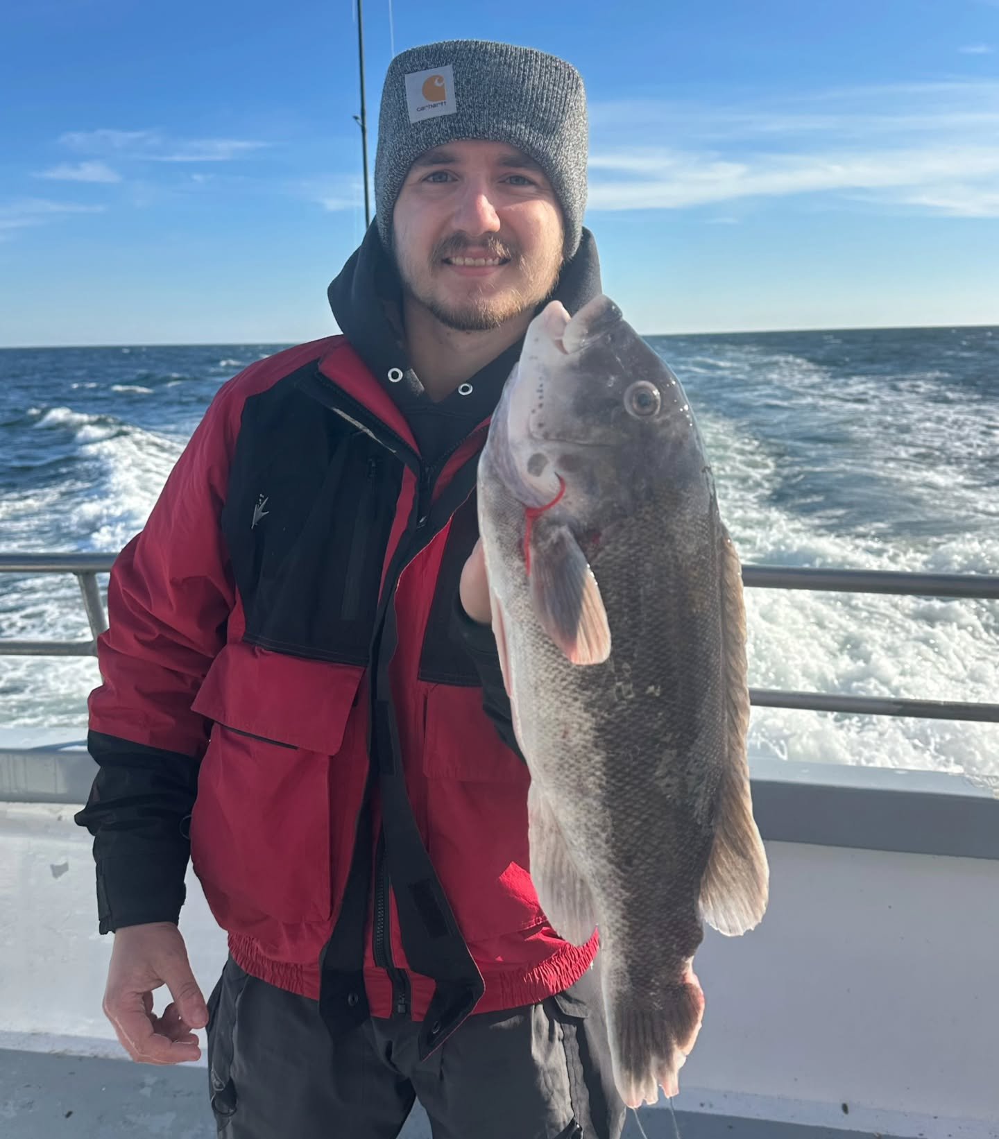 Out yesterday morning on the blackfish grounds with a light crowd. Pretty nice day which was a nice change of pace. Fishing once again was very slow. Most drops were pretty lifeless, best life was on the first piece of the day. One lone keeper with a