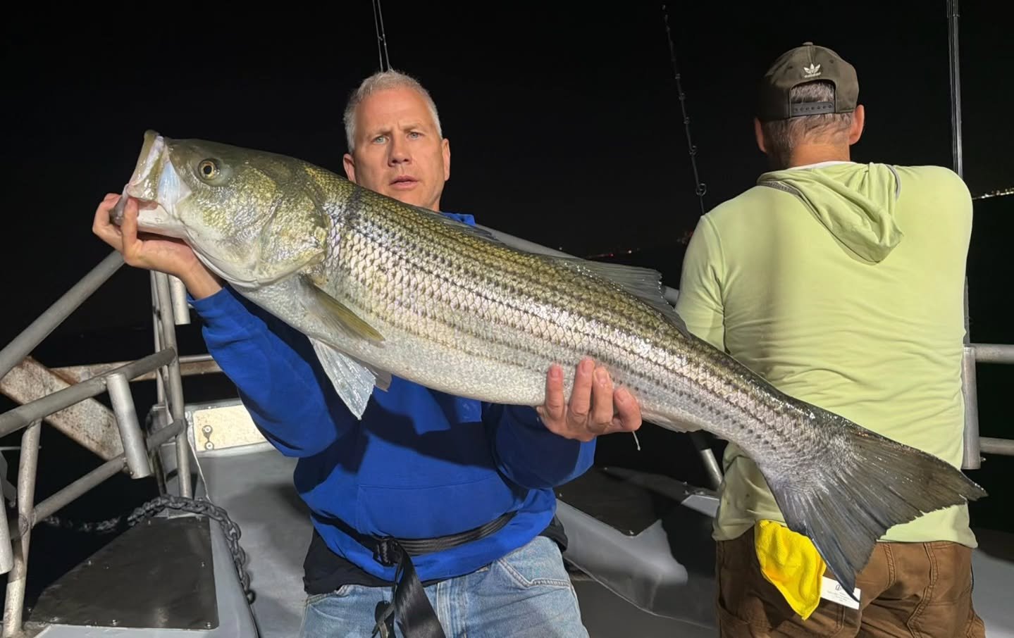 Beautiful night on the water tonight for our 6:30PM Striper trip. The tide was very weak and there was a light wind across the tide so the drift was a little funky. Never really moved that fast tonight, which usually isn't ideal. Still had a fair amo