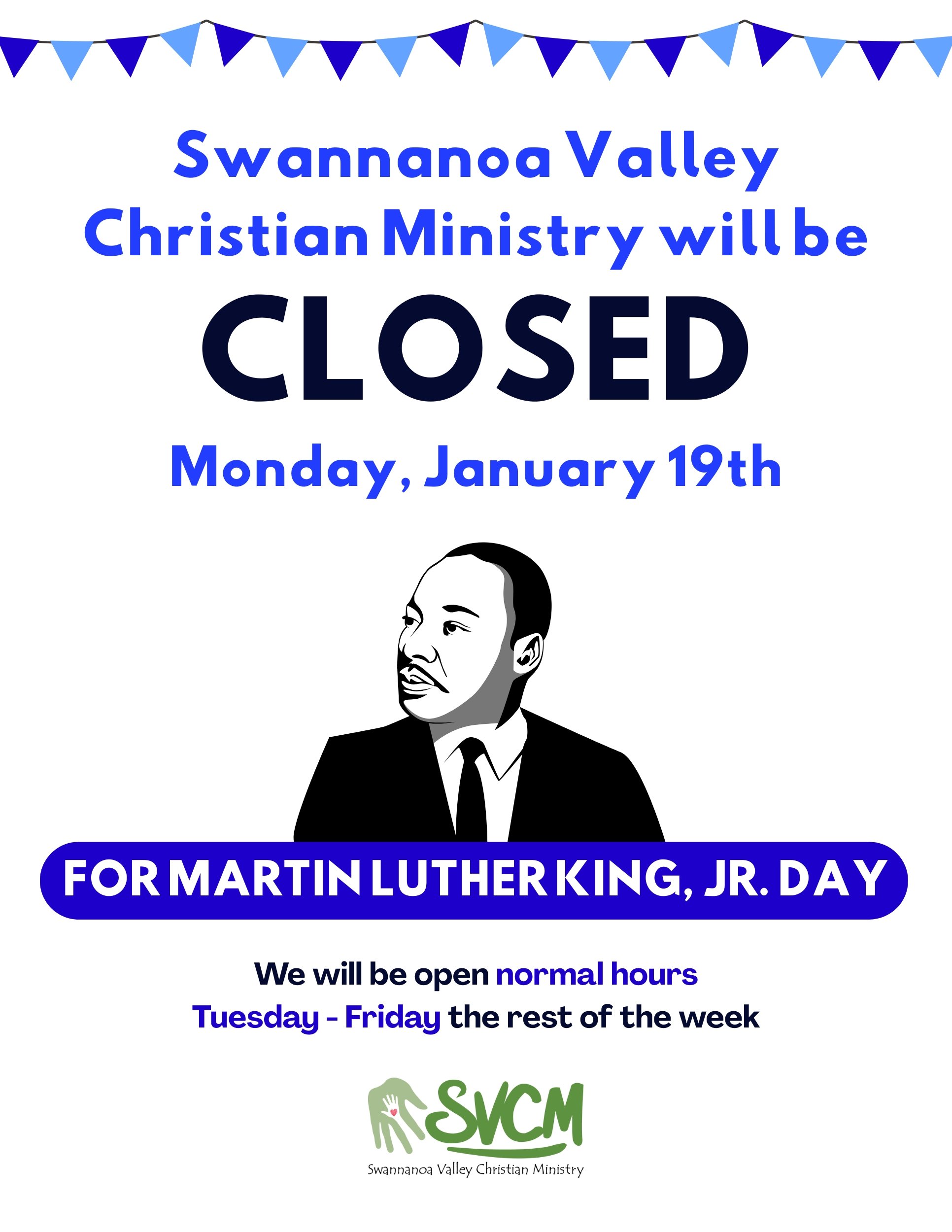 SVCM CLOSED for Martin Luther King, Jr. Day