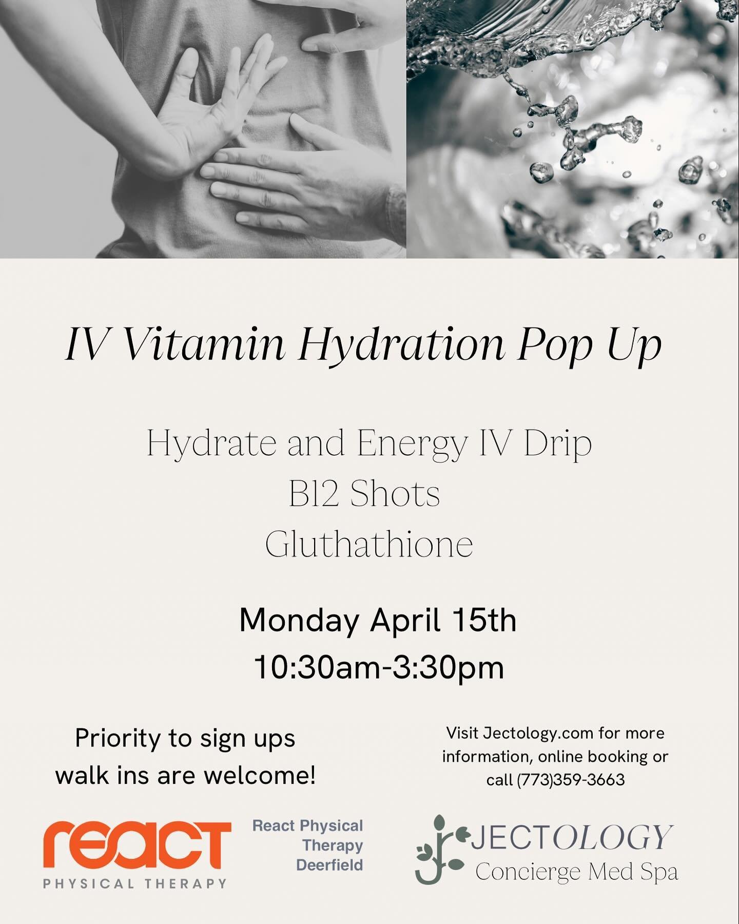 Excited for our collaboration Monday April 15 with @deerfieldreact 
let&rsquo;s get you hydrated and energized, to get you to your best performance and wellness! 🏋🏼🏋🏿 💧