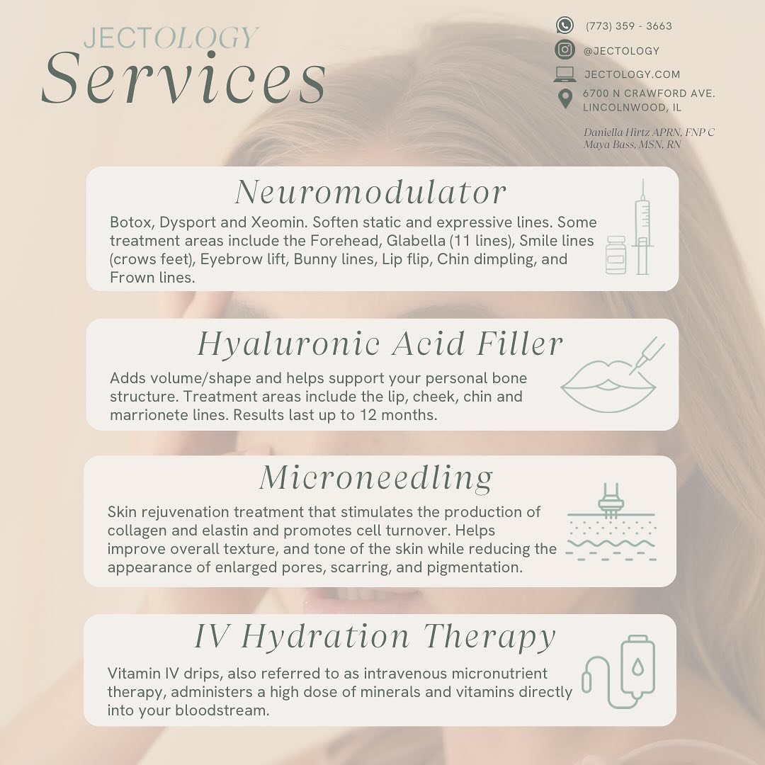 ✨ Welcome to Jectology! ✨

We can&rsquo;t wait to help you look and feel your best. Whether you&rsquo;re ready to enhance your beauty or just want more information, we&rsquo;re here for you! Take advantage of our complimentary consultations and let u