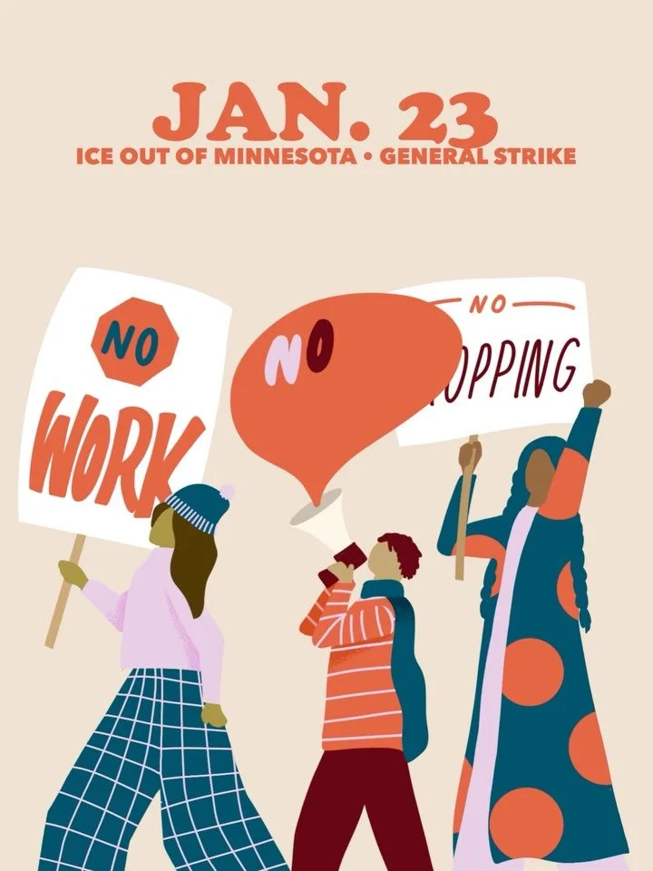 Tomorrow is the day, babes! Showing up imperfectly is better than not showing up at all. Do your best to get your shopping + work + meal planning etc. taken care of today and lend your voice to the cause! Demand ICE out of Minnesota!

One day and tho