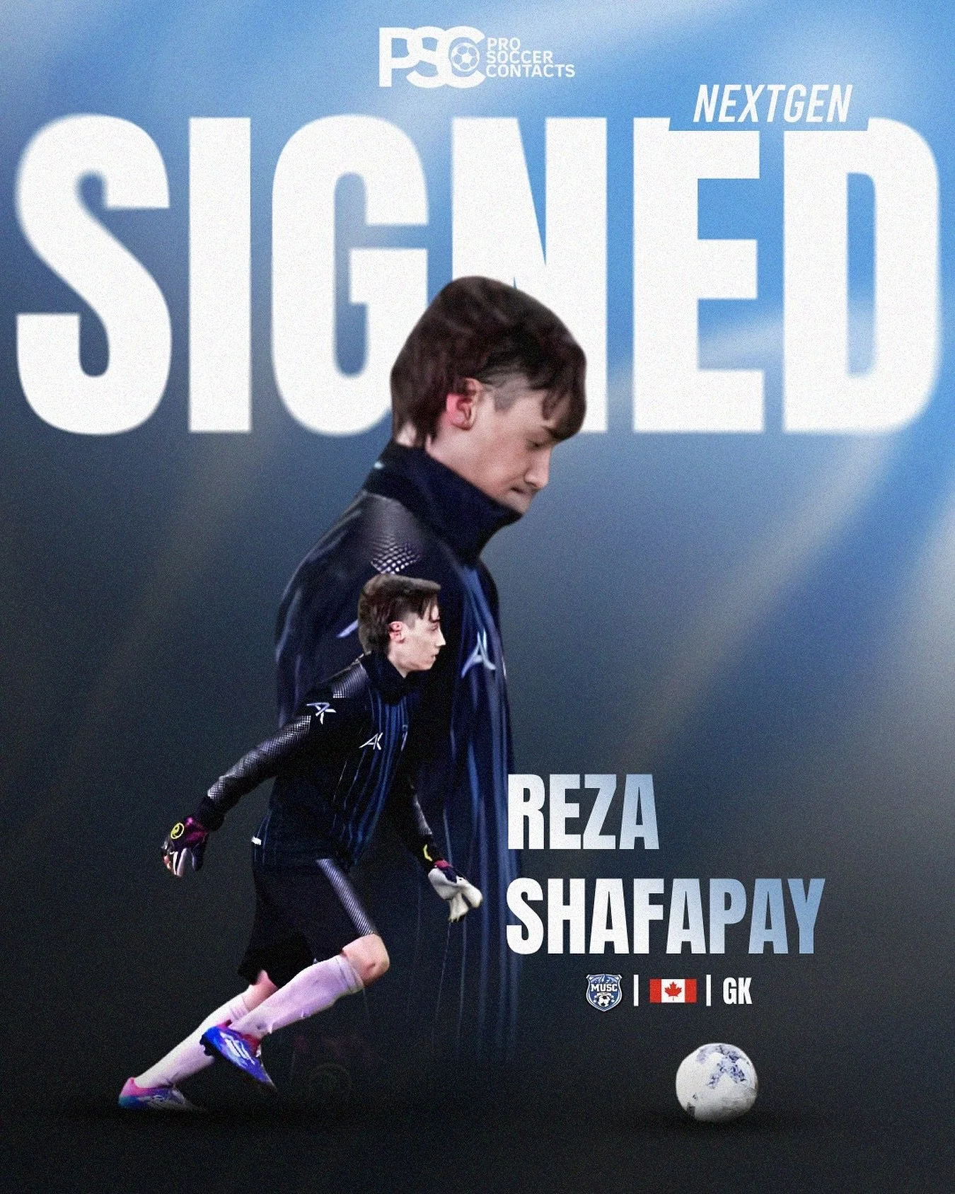 NEXTGEN SIGNED: REZA SHAFAPAY ✍️

We&rsquo;re excited to welcome Reza Shafapay as the first official player in the PSC NextGen Program! ⚡️🧤

📍 🇨🇦🇮🇷 | GK | U16
📚 Grade 11 | 3.4 GPA
⚽️ MUSC U16 APDL

Reza is one of the most promising young goalk