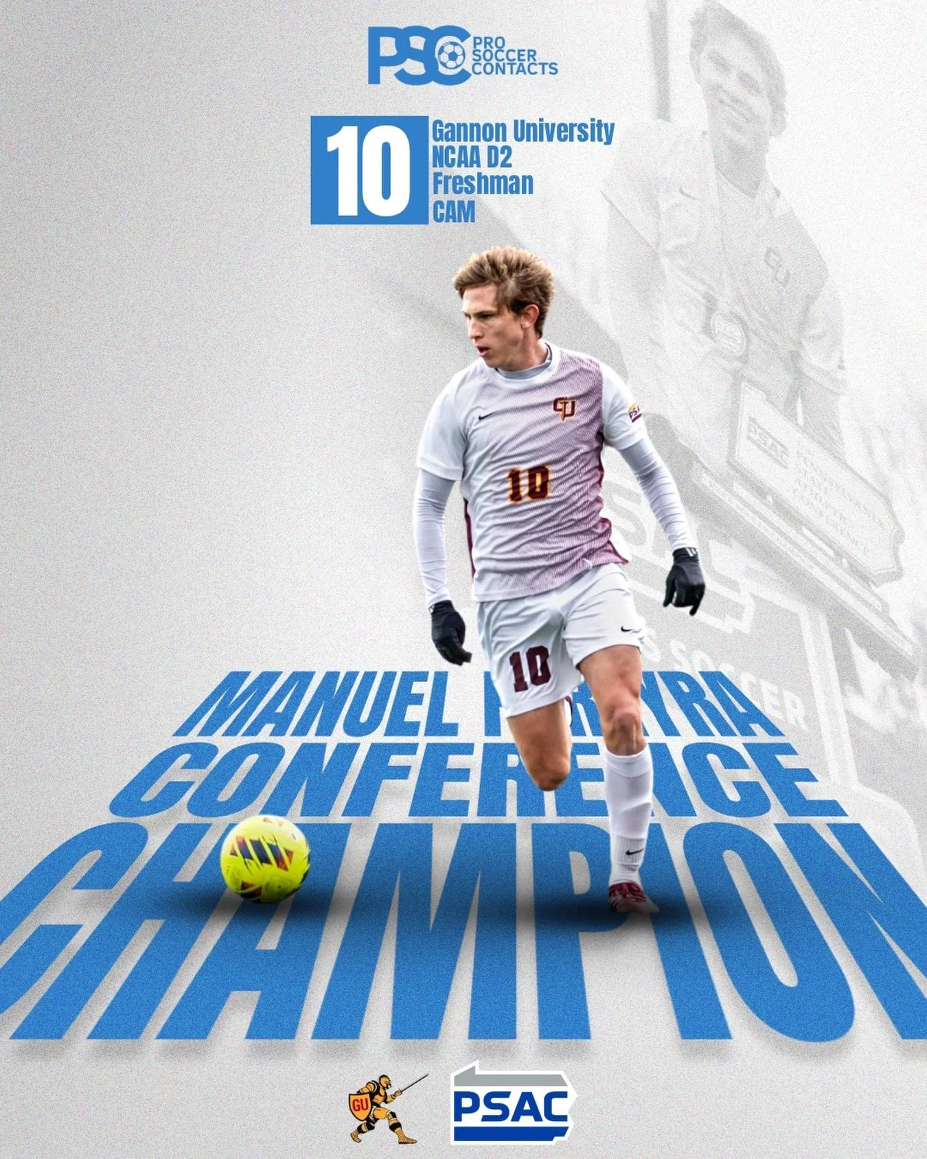 PSAC CONFERENCE CHAMPIONS 🏆🔥

Massive congratulations to Manuel Pereyra and Gannon University on winning the 2025 PSAC Championship! 🥇

After finishing first in the regular season west, and earning a bye straight to the semifinals, Manuel started 