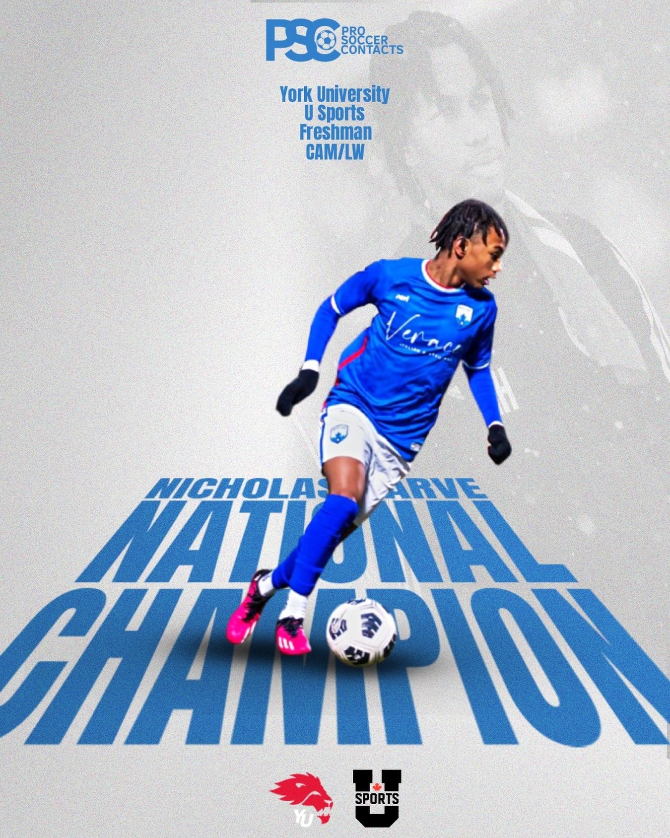 NATIONAL CHAMPION 🏆🔥

Huge congratulations to Nicholas Harve and York University on winning the 2025 U SPORTS National Championship! 🏆

As a freshman CAM/LW, Nick helped York secure the biggest title in Canadian university soccer. 🇨🇦

Nick&rsquo