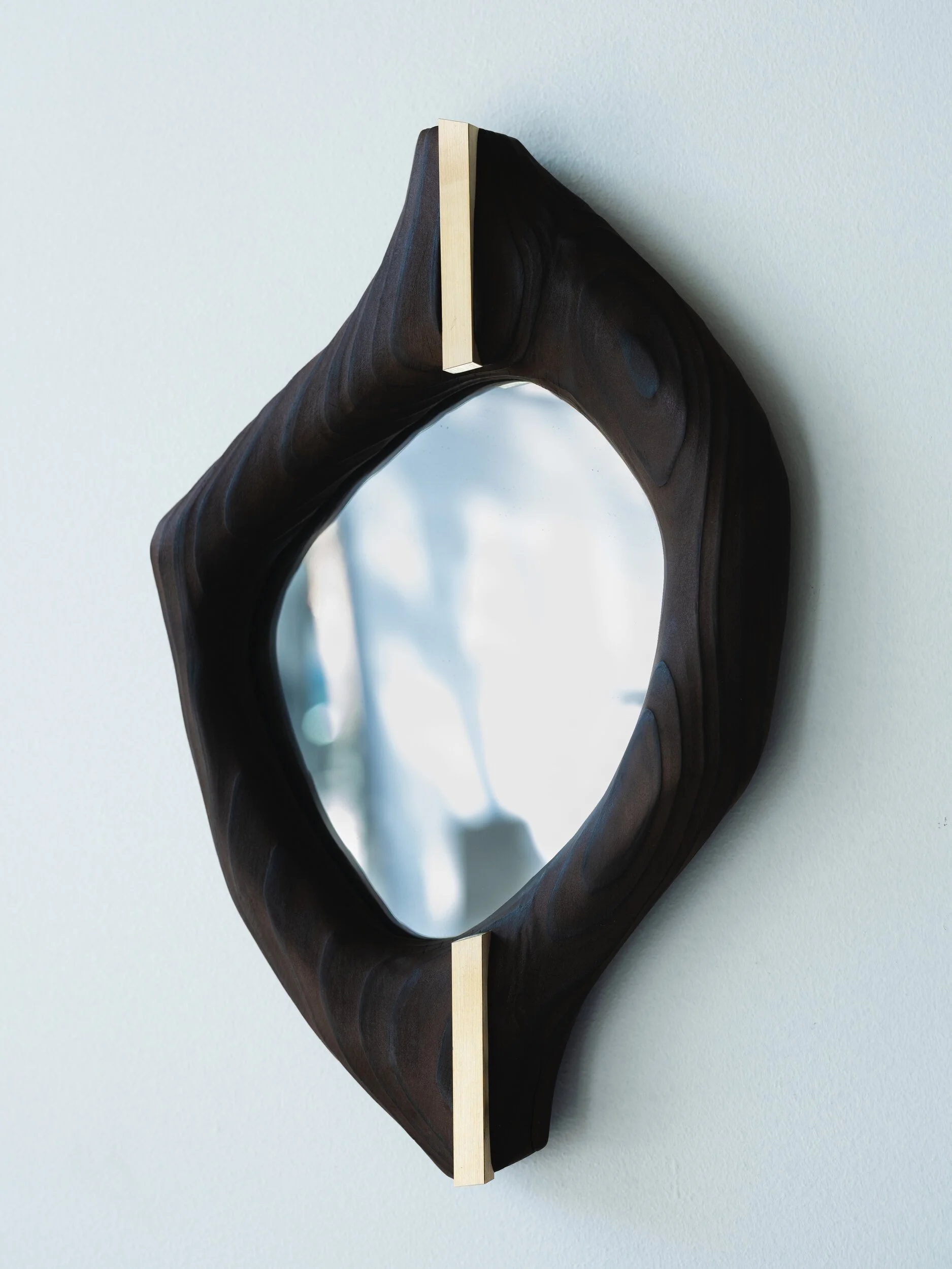 Evergreen Oblique Series (SOLD)
Mac McComb
Salvaged redwood, glass mirror, brass
14” x 9” x 1.5”
Edition of 6
WIP IV