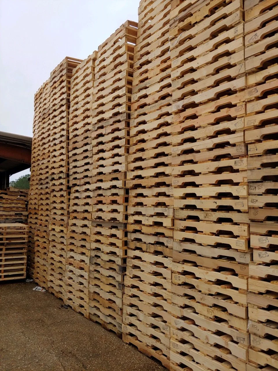 New hardwood pallets stacked up. BEST Savannah area wood pallet distributor, BEST in the Southeast.