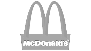McDonald's logo with golden arches and the brand name in a gray box.