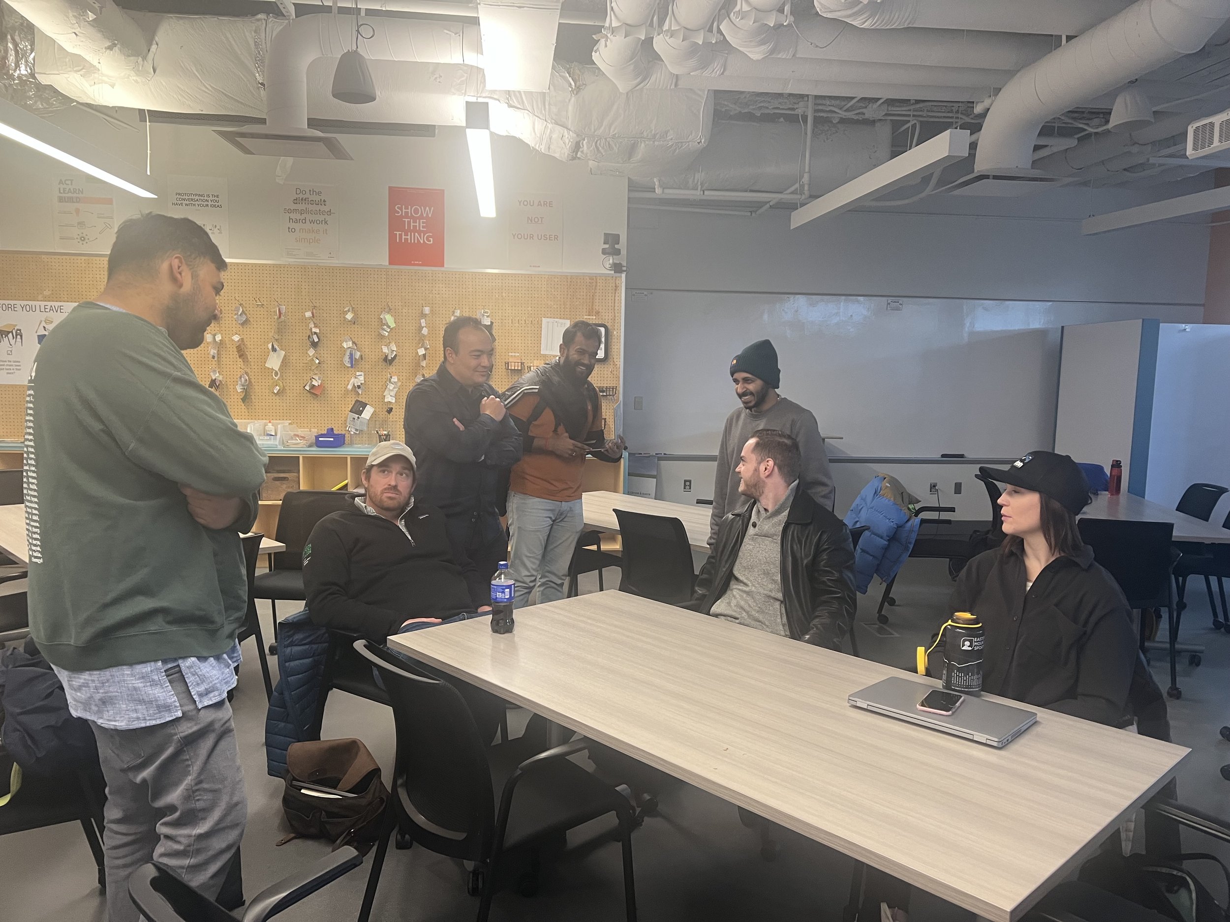 Participants chatting before the Face It session begins.
