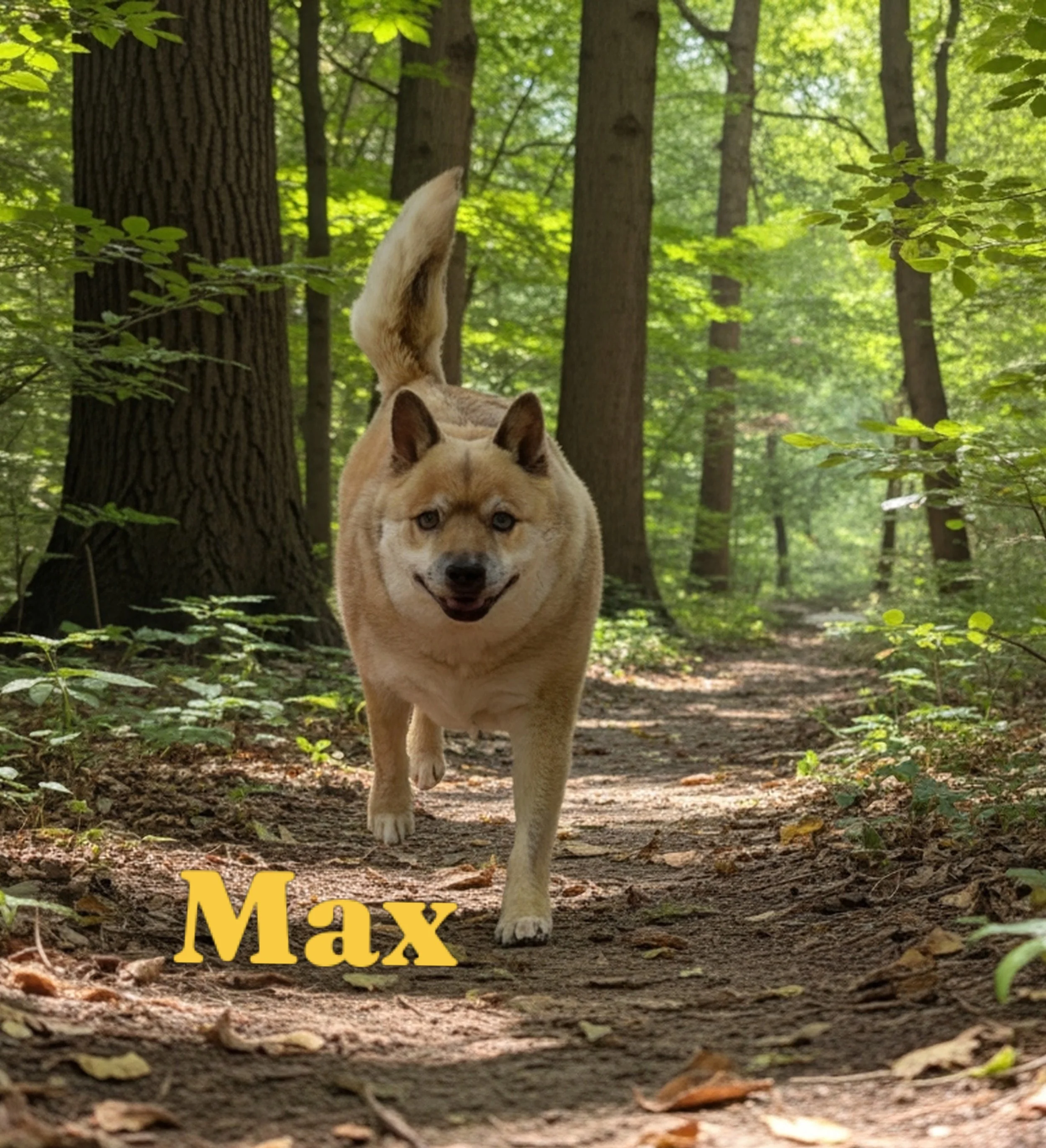 Male Shiba Inu dog smiling with his ears up against a black background