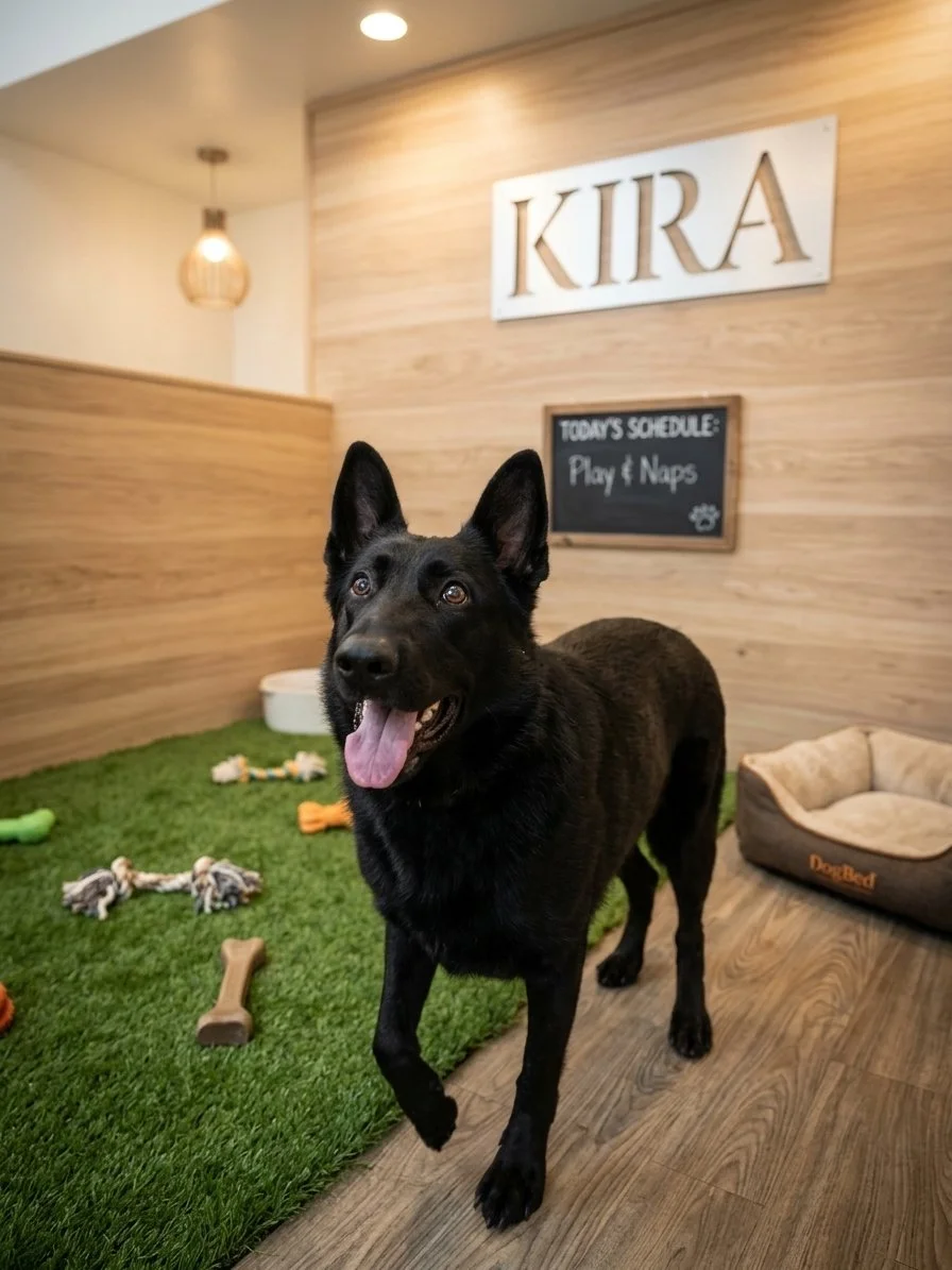 Kira is a female Shepherd weighing in at 90 pounds.
She is 5 years old

Kira was found as a stray and was skin and bones.
Kira spent some time with a trainer and even did some dock diving.
She loves water.
Kira has a completion certificate  from basi