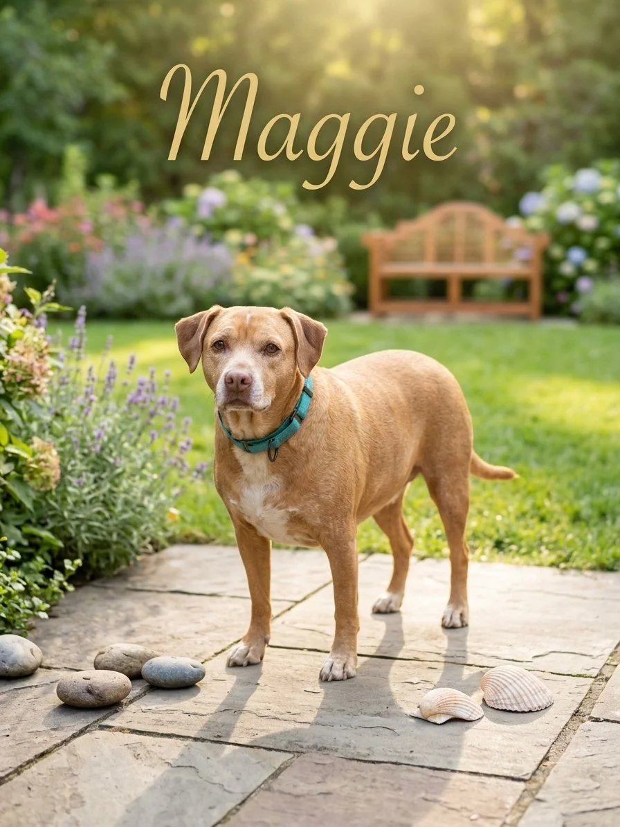 Maggie is possibly a lab mix, female and weighing in at 60 pounds.

Maggie was tagged for pull from our high kill shelter by another rescue who had backed out so we were asked to take her and we said yes.
 
During her immediate entry into Cookies Cou