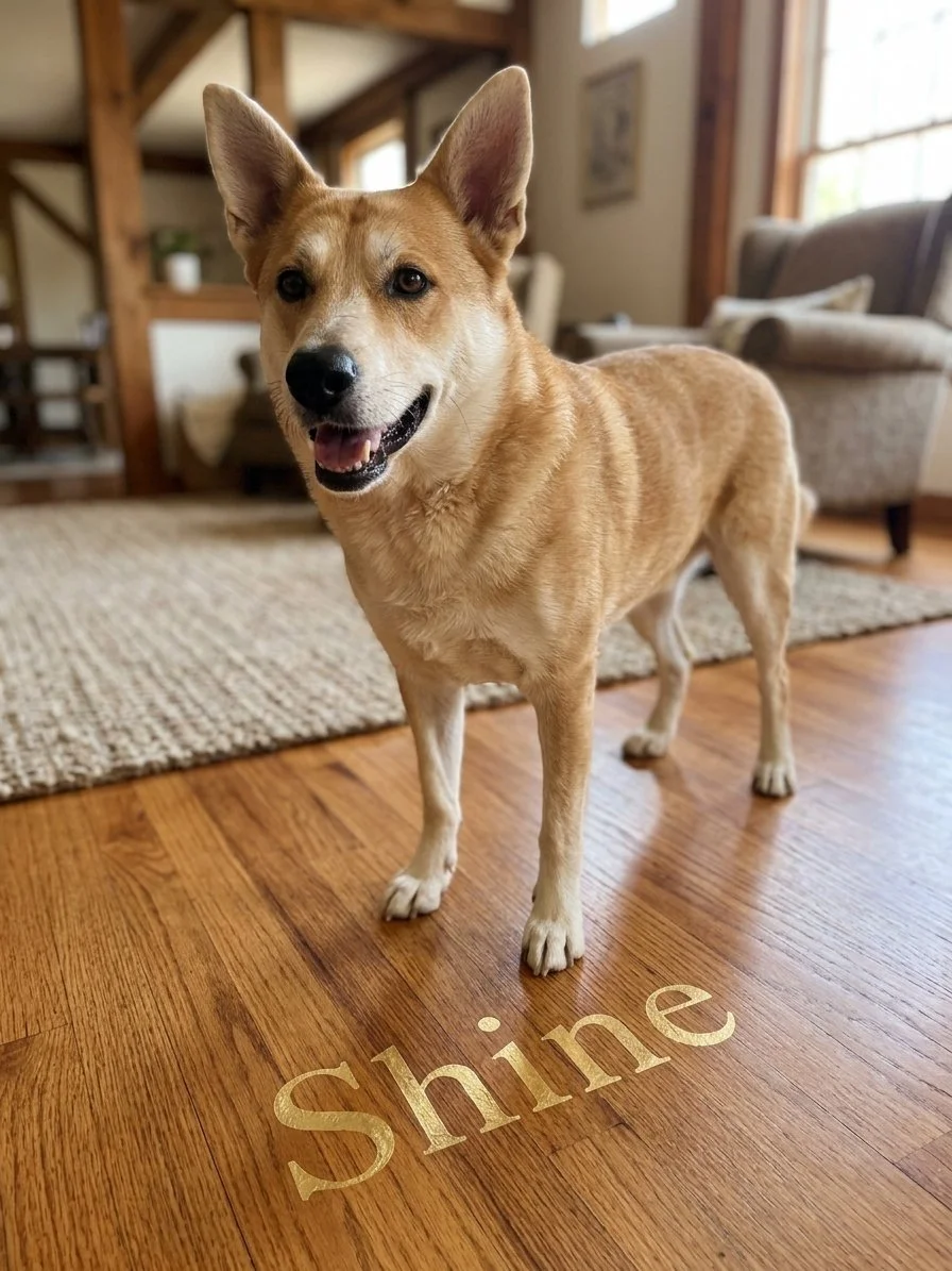 Shine is what i believe to be a Carolina Dog.  He was saved from death row. He is a handsome boy and he knows it!!

He LOVES water in any form-pool, straight from the hose-whatever it is that includes water he is all about it. He loves playing with h