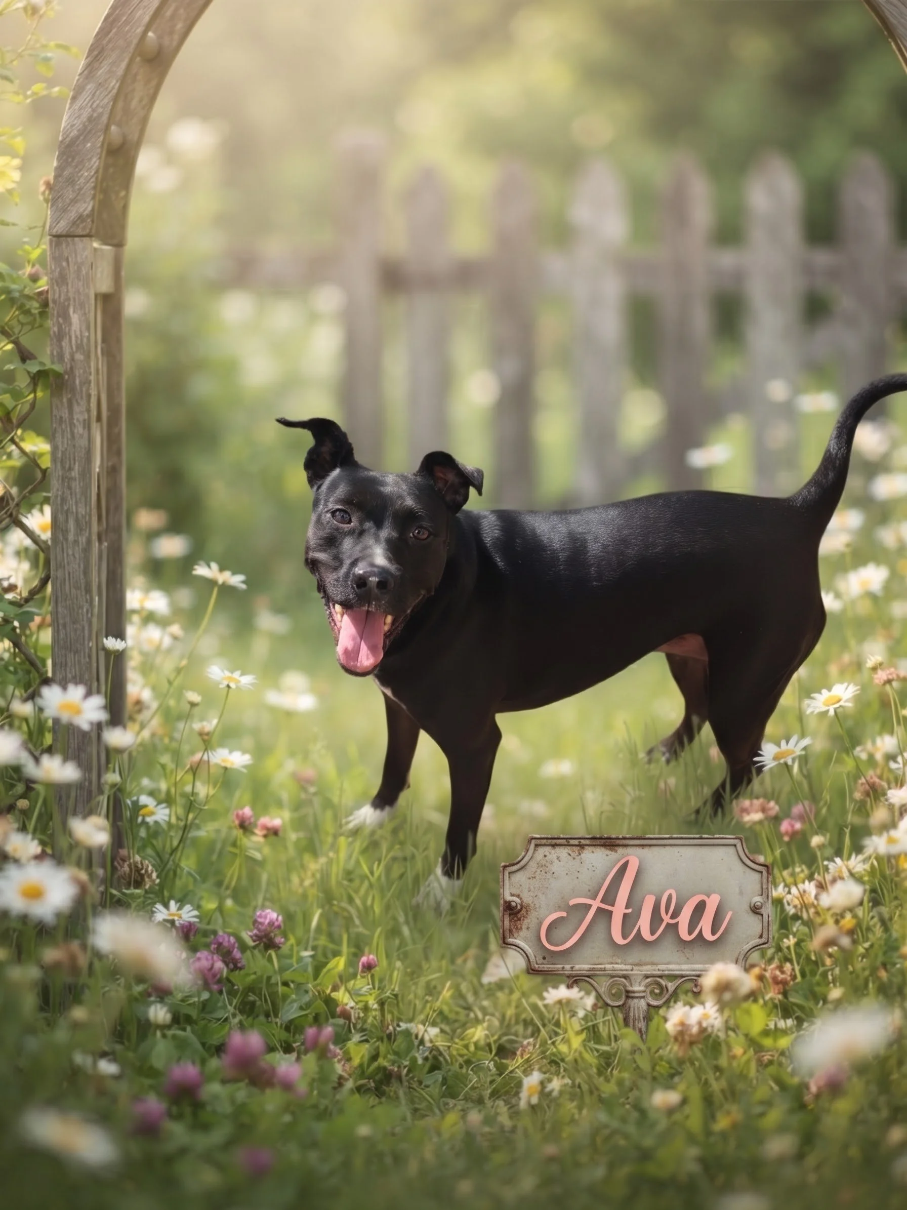 Ava is a 2/3-year-old female 
Petite Terrier Mix
Ava is 40 pounds.
She was found as a stray and been with us over a year.
She is dog friendly.
Unsure of cats
Crate trained to a T
Does well in her play group of 5
Fully vetted