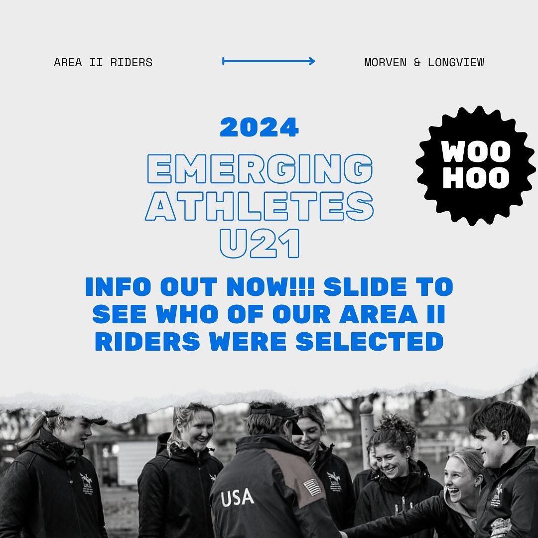 With the exciting and much anticipated news coming out, we are THRILLED to have 5 total Area II Riders attending two EA21 clinics. Slide to see who they are👀 We are so happy to see one of our own Youth Council members, Megan Hopkins, be selected 🎉 