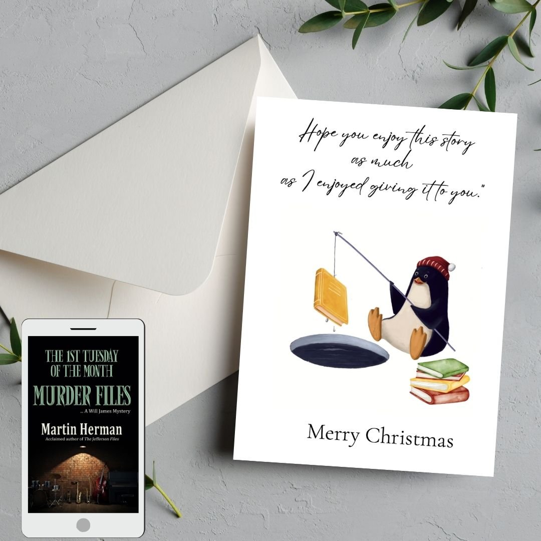 1st Tuesday of the Month Murder Files  Audiobook Greeting Cards - Christmas