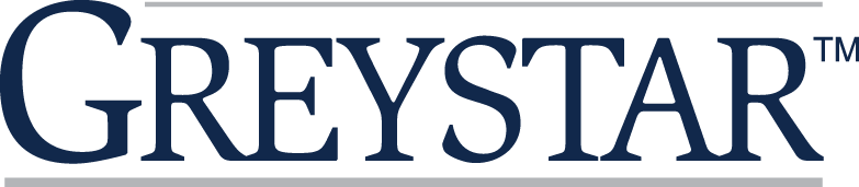 Greystar company logo in blue and black text.