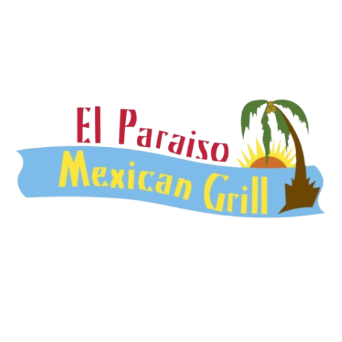 Logo for El Paraiso Mexican Grill featuring a sunset and a palm tree.