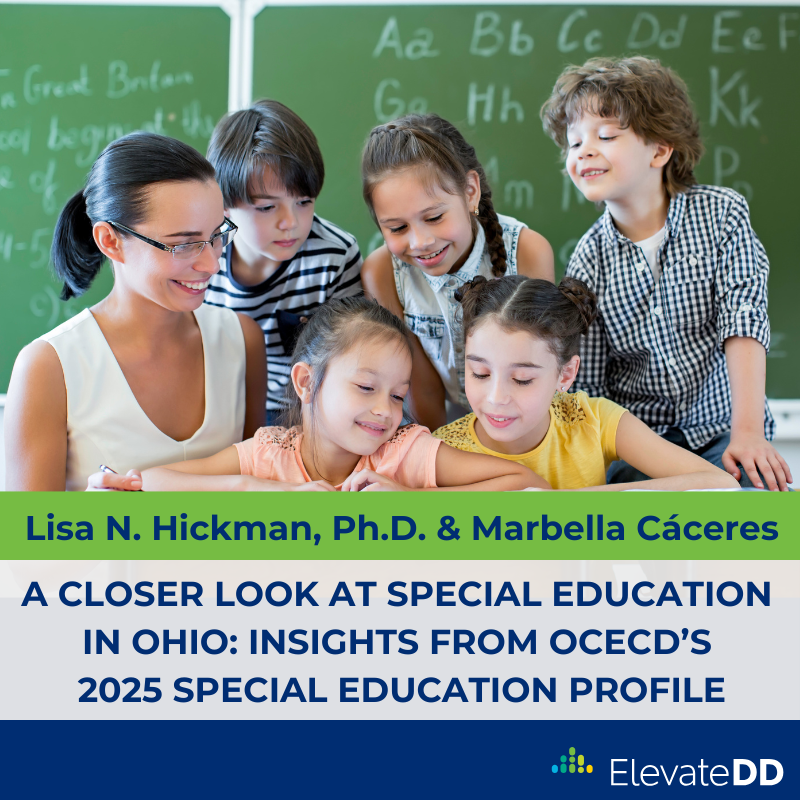 Image is a graphic that includes the title and author's name, and a photo of children reading together with their teacher