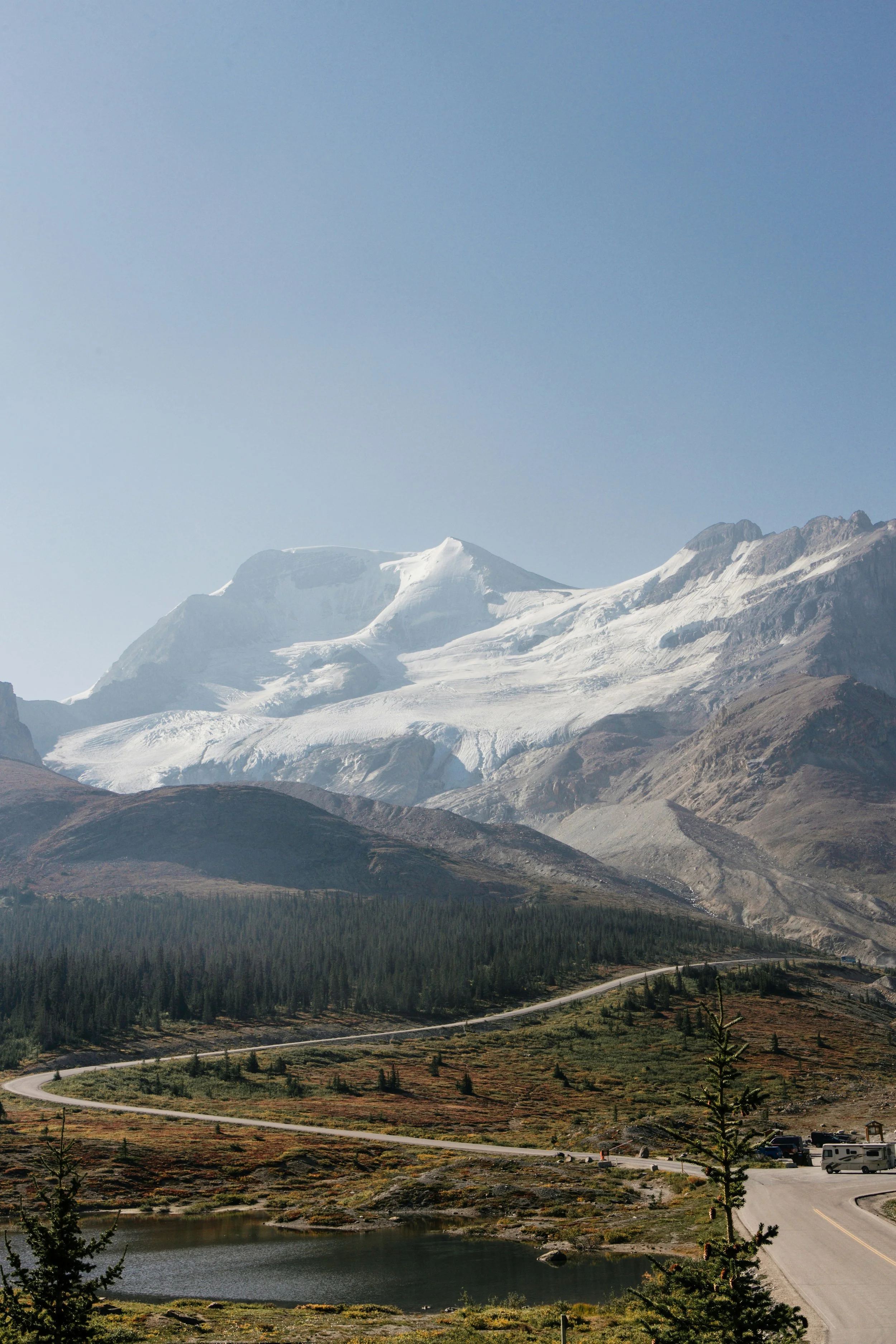 Columbia Icefield glacier views on the Icefields Parkway between Banff and Jasper