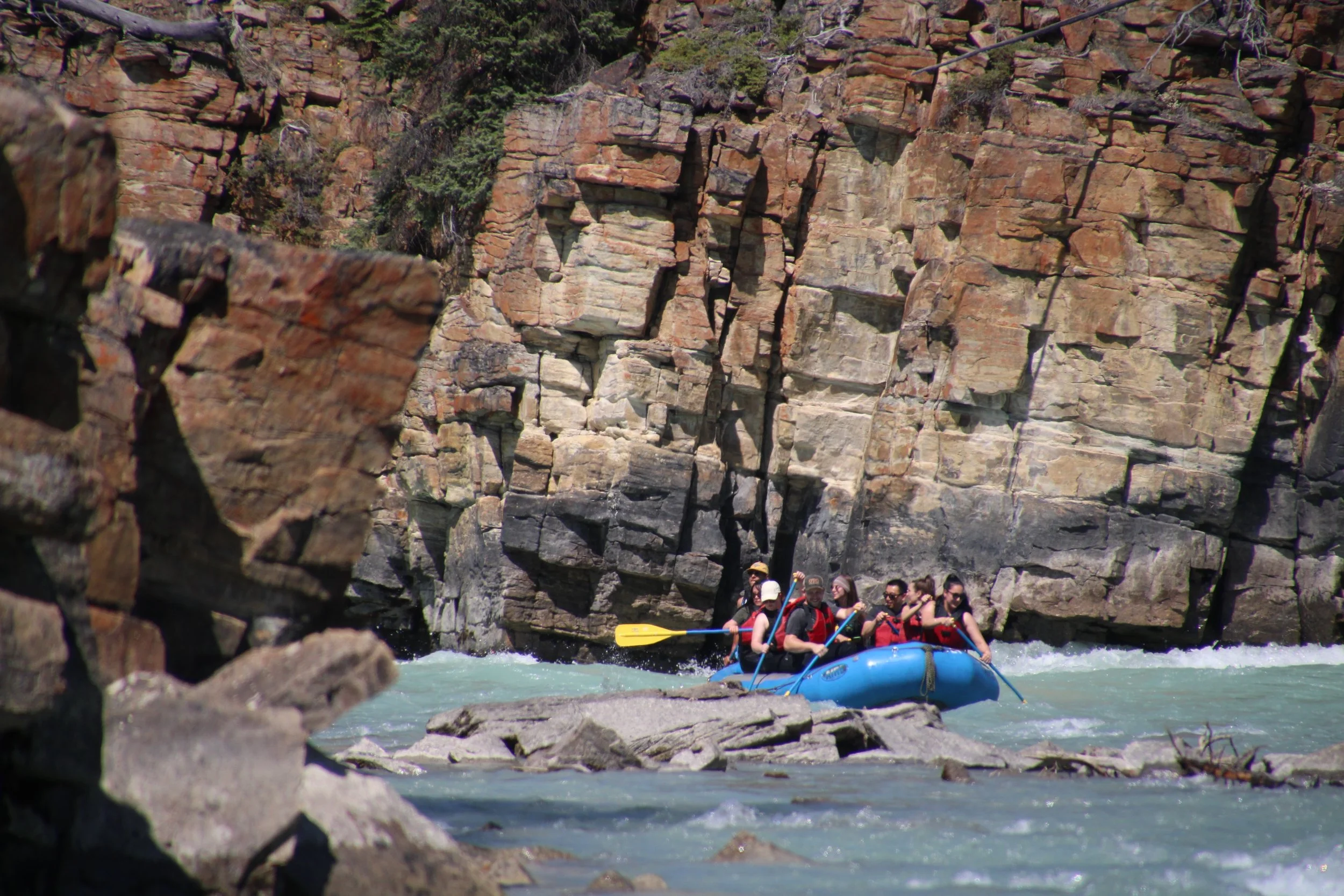 Whitewater rafting in Jasper National Park as part of a Banff to Jasper road trip