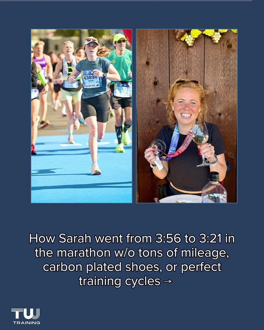 Sarah is a joy to coach and it&rsquo;s been so fun to have a front seat to her progress in the last couple of years 🫶🏻

Swipe through to see how she&rsquo;s dropped her marathon time over the last 2 years, as well as some takeaways for you to bring