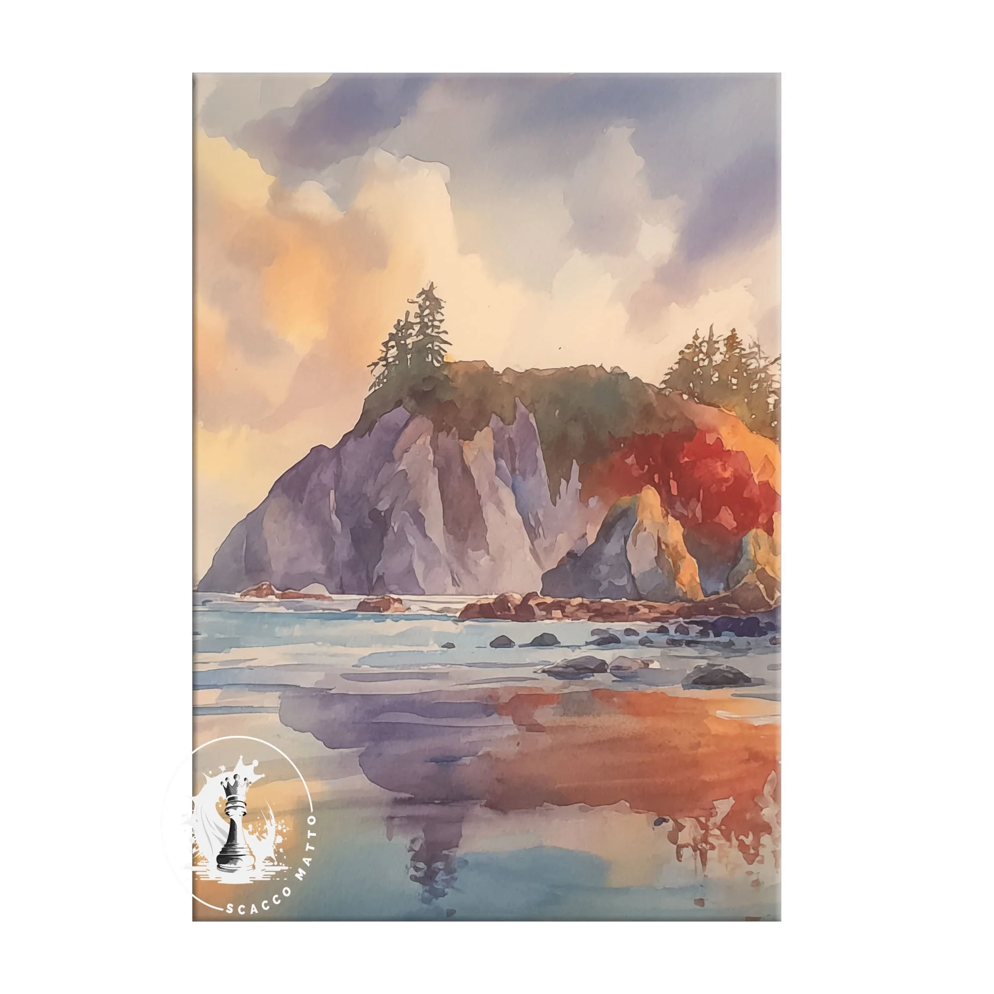 Right panel of Olympic National Park Coastal Sunset Fireworks triptych featuring coastal cliffs, autumn color, and shoreline light