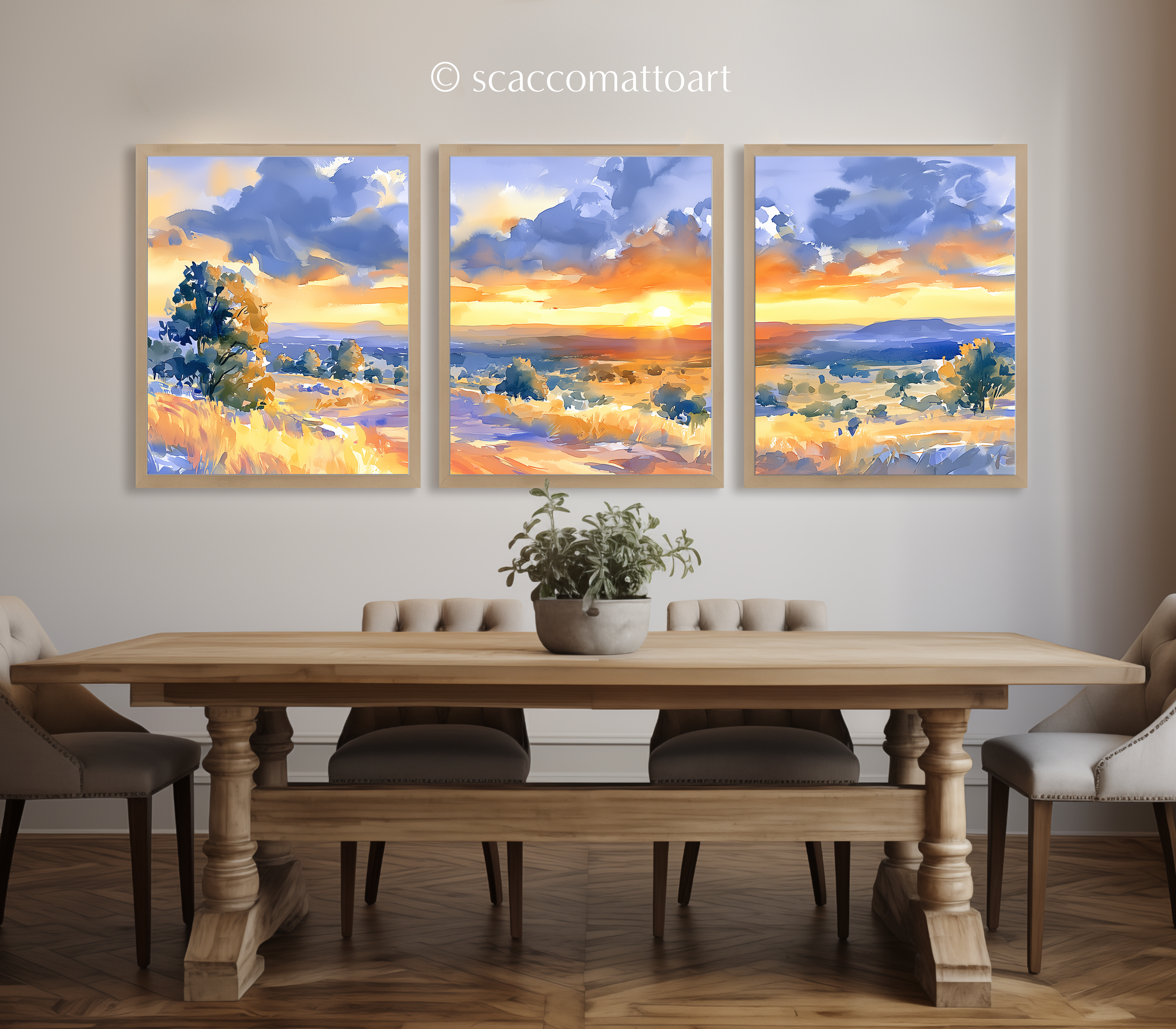 texas-hill-country-open-sky-watercolor-triptych-wall-art-dining-room.webp