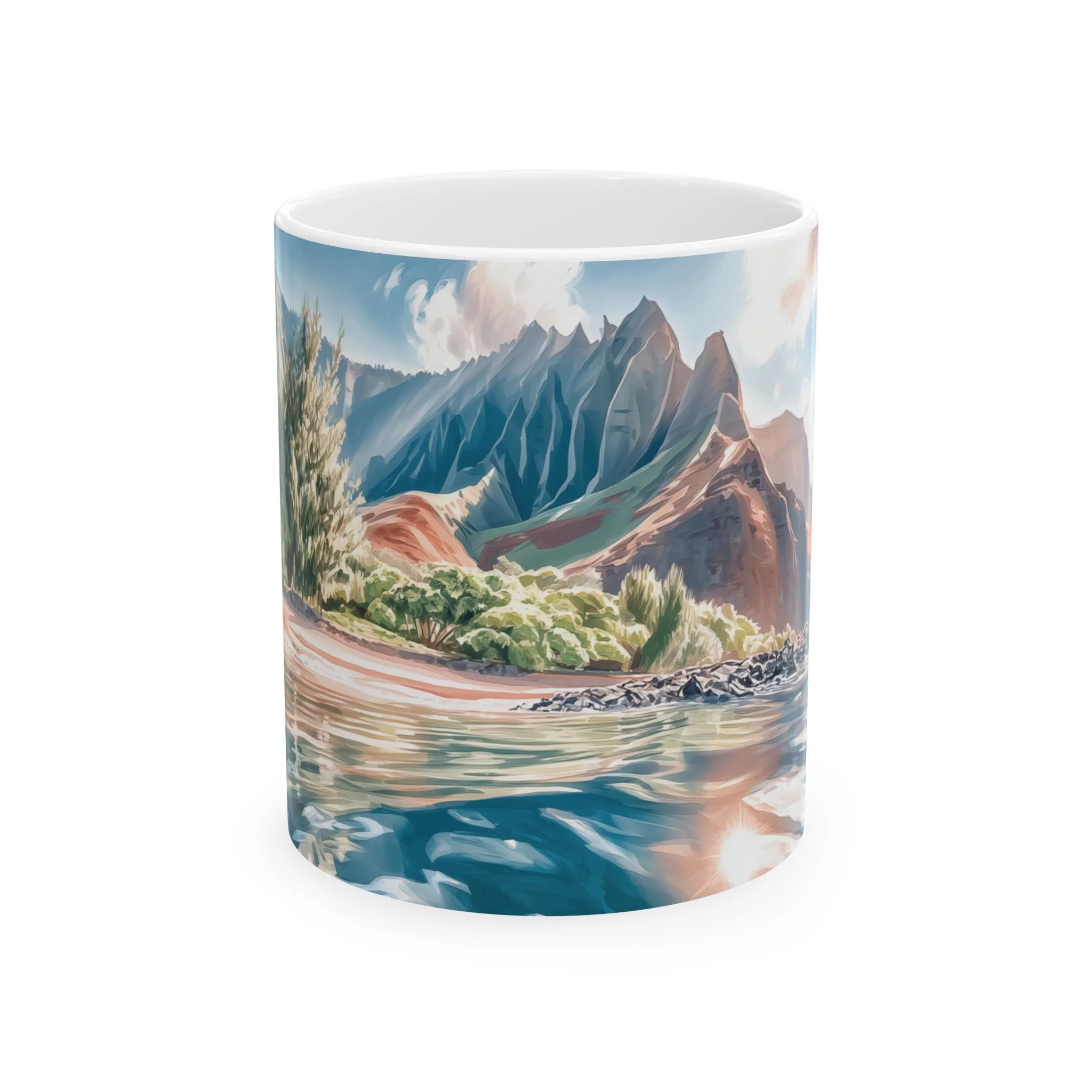 Na Pali Coast Water Reflection Mug Kauai Hawaii Ocean Coffee Mug Coastal Souvenir Cup