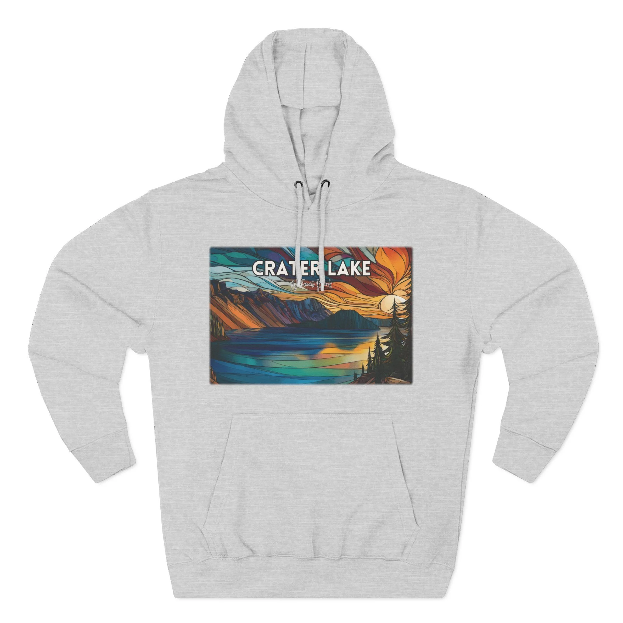 Crater Lake National Park Hoodie – Scacco Matto Abstract Sunset Acrylic Art – Unisex Fleece – Lake Landscape Sweatshirt