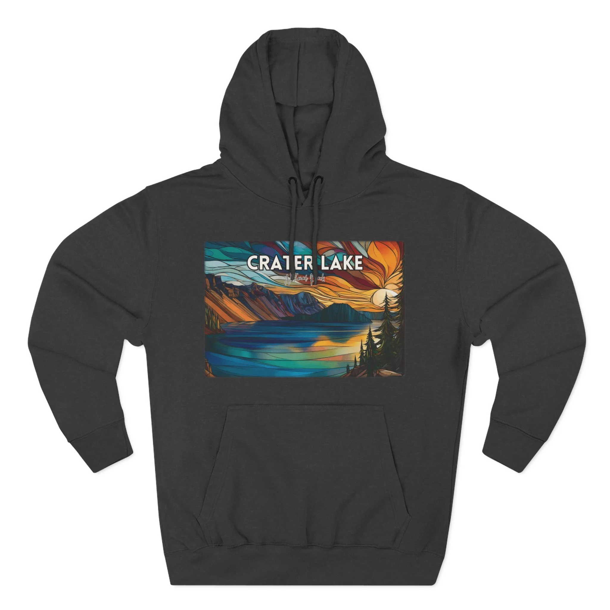 Crater Lake National Park Hoodie – Scacco Matto Abstract Sunset Acrylic Art – Unisex Fleece – Lake Landscape Sweatshirt