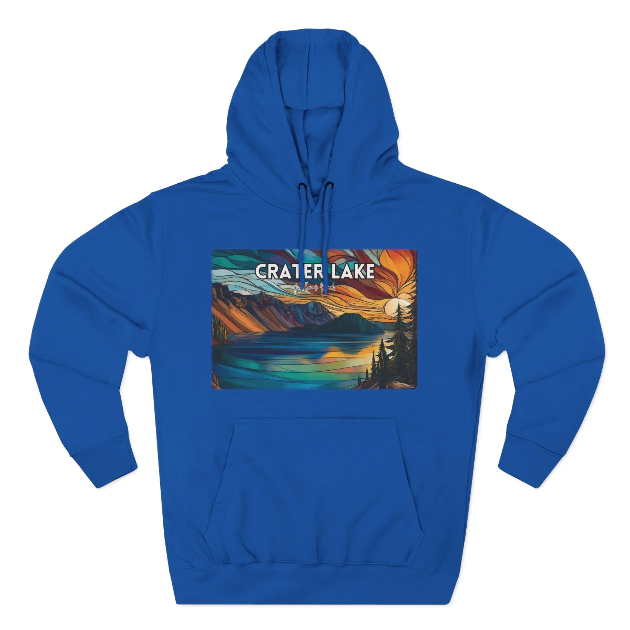 Crater Lake National Park Hoodie – Scacco Matto Abstract Sunset Acrylic Art – Unisex Fleece – Lake Landscape Sweatshirt