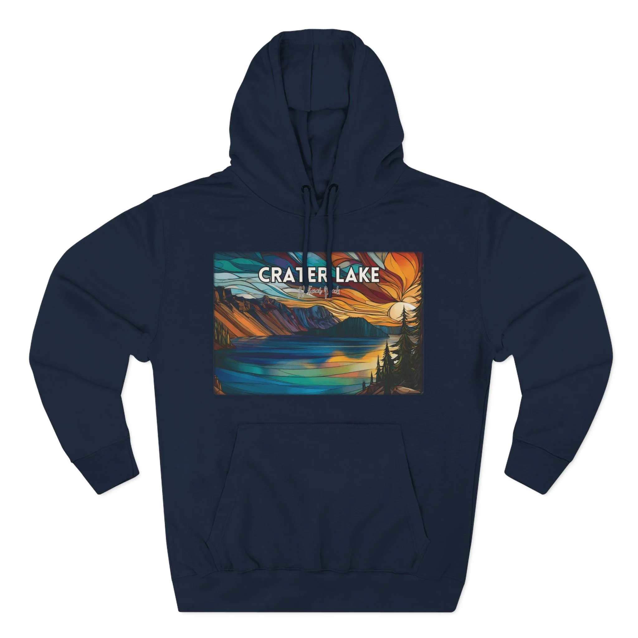 Crater Lake National Park Hoodie – Scacco Matto Abstract Sunset Acrylic Art – Unisex Fleece – Lake Landscape Sweatshirt