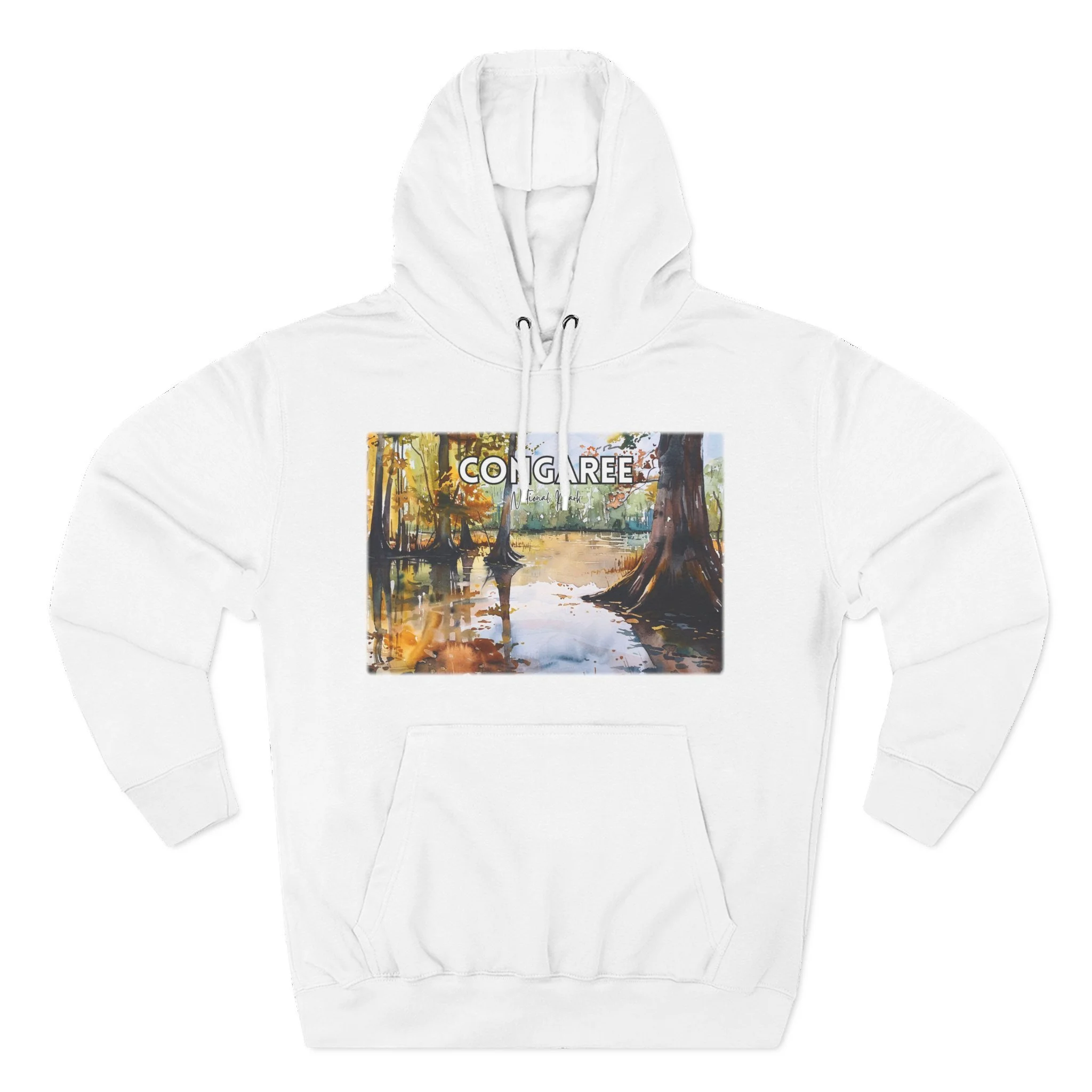 Congaree National Park Hoodie – Scacco Matto Watercolor Art – Unisex Fleece – Forest Landscape Sweatshirt