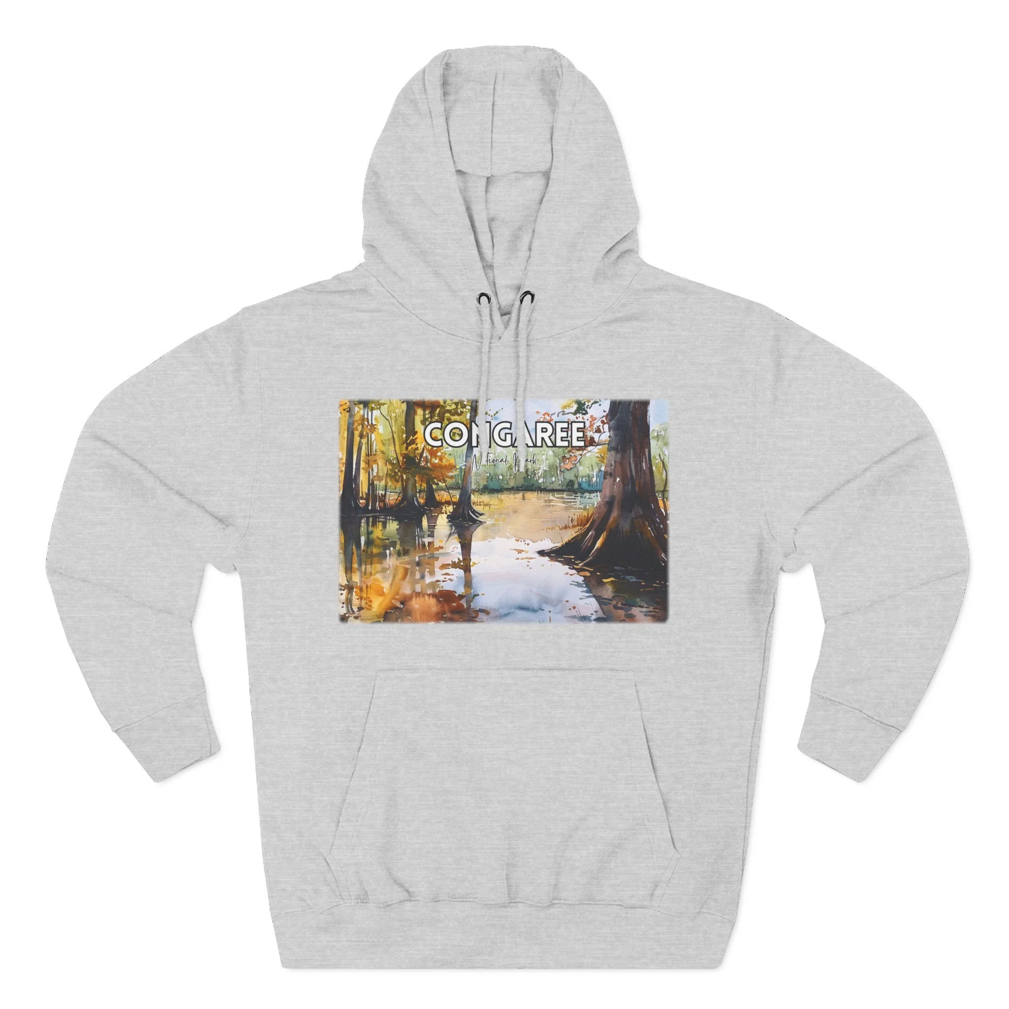 Congaree National Park Hoodie – Scacco Matto Watercolor Art – Unisex Fleece – Forest Landscape Sweatshirt