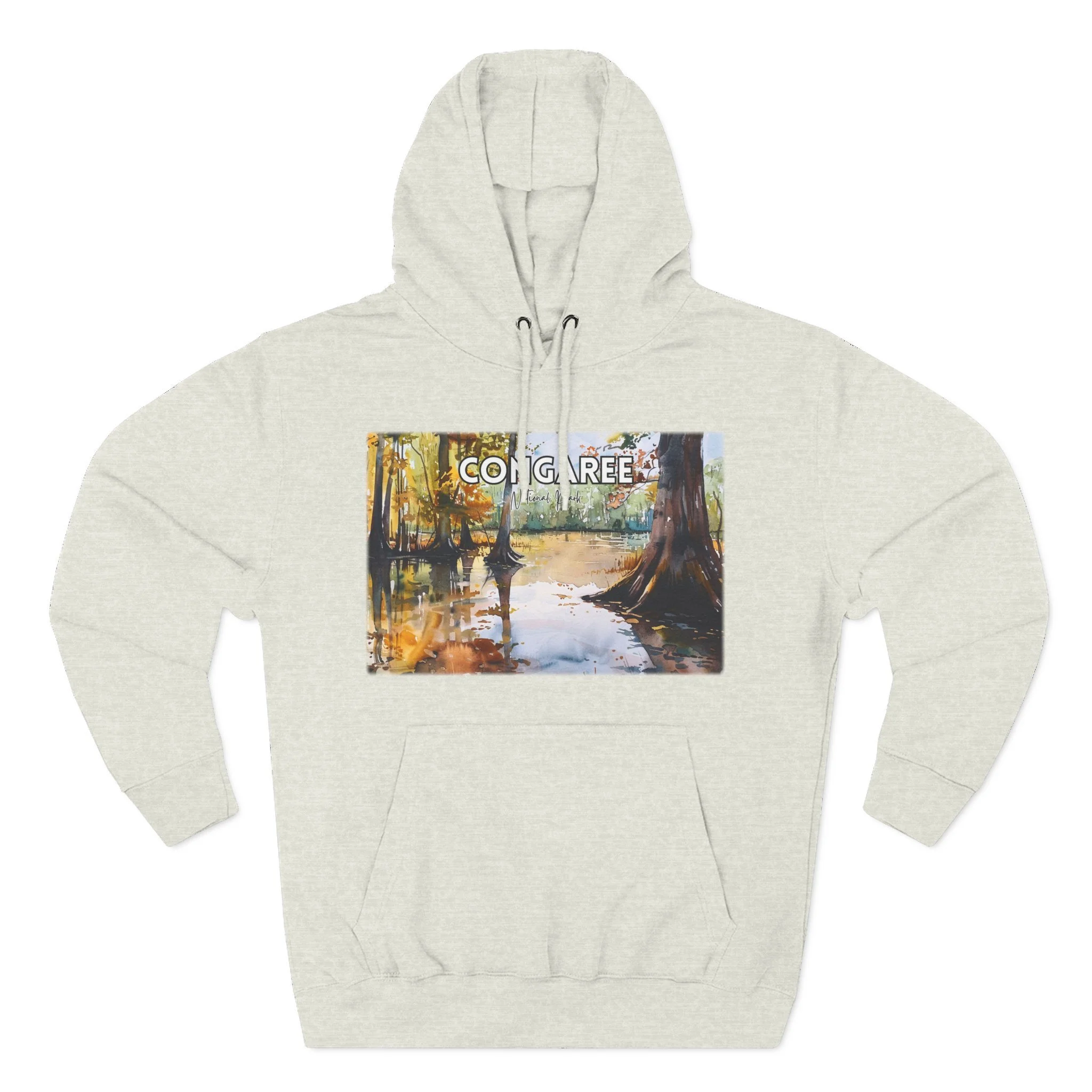 Congaree National Park Hoodie – Scacco Matto Watercolor Art – Unisex Fleece – Forest Landscape Sweatshirt