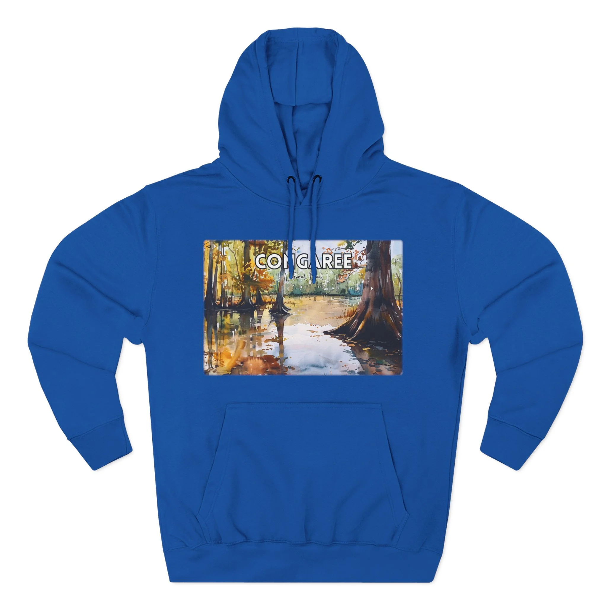 Congaree National Park Hoodie – Scacco Matto Watercolor Art – Unisex Fleece – Forest Landscape Sweatshirt