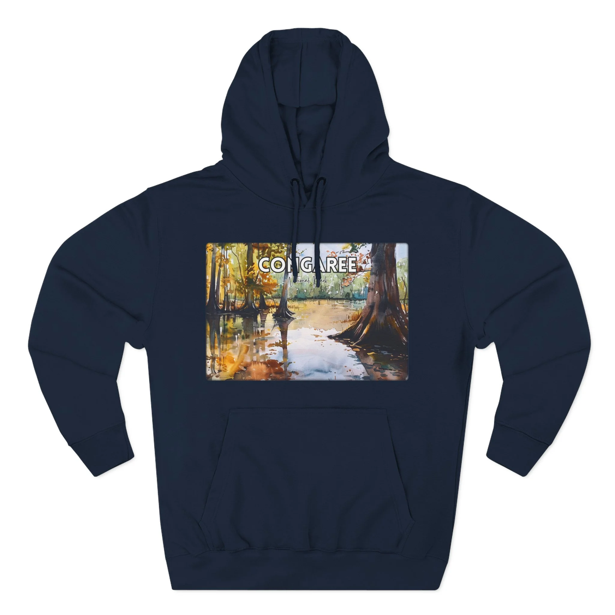 Congaree National Park Hoodie – Scacco Matto Watercolor Art – Unisex Fleece – Forest Landscape Sweatshirt