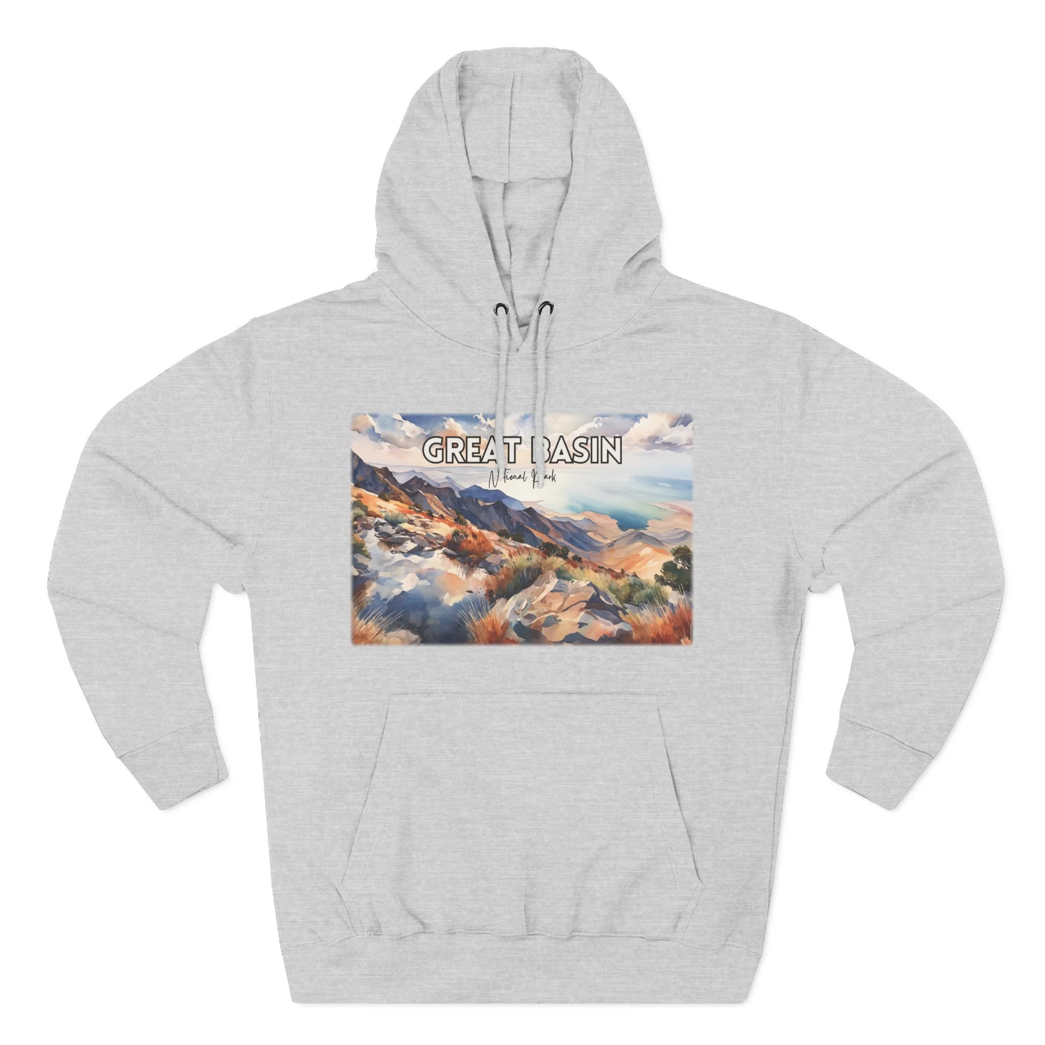 Great Basin Hoodie – Panoramic Watercolor Pastel Landscape Pullover Sweatshirt for Nature Lovers