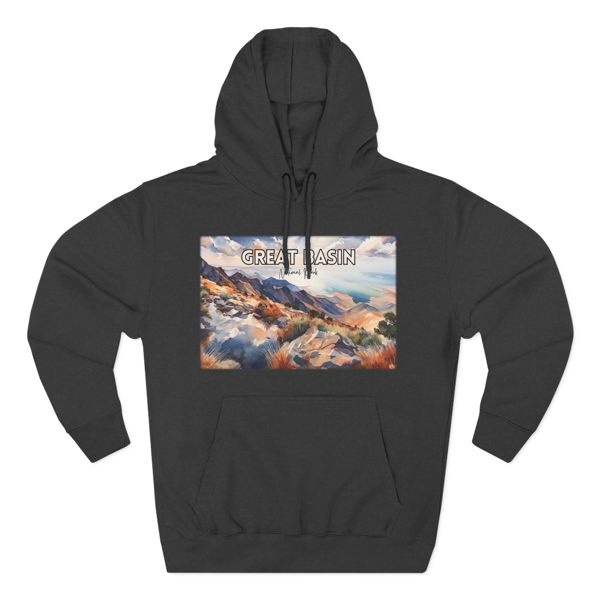 Great Basin Hoodie – Panoramic Watercolor Pastel Landscape Pullover Sweatshirt for Nature Lovers