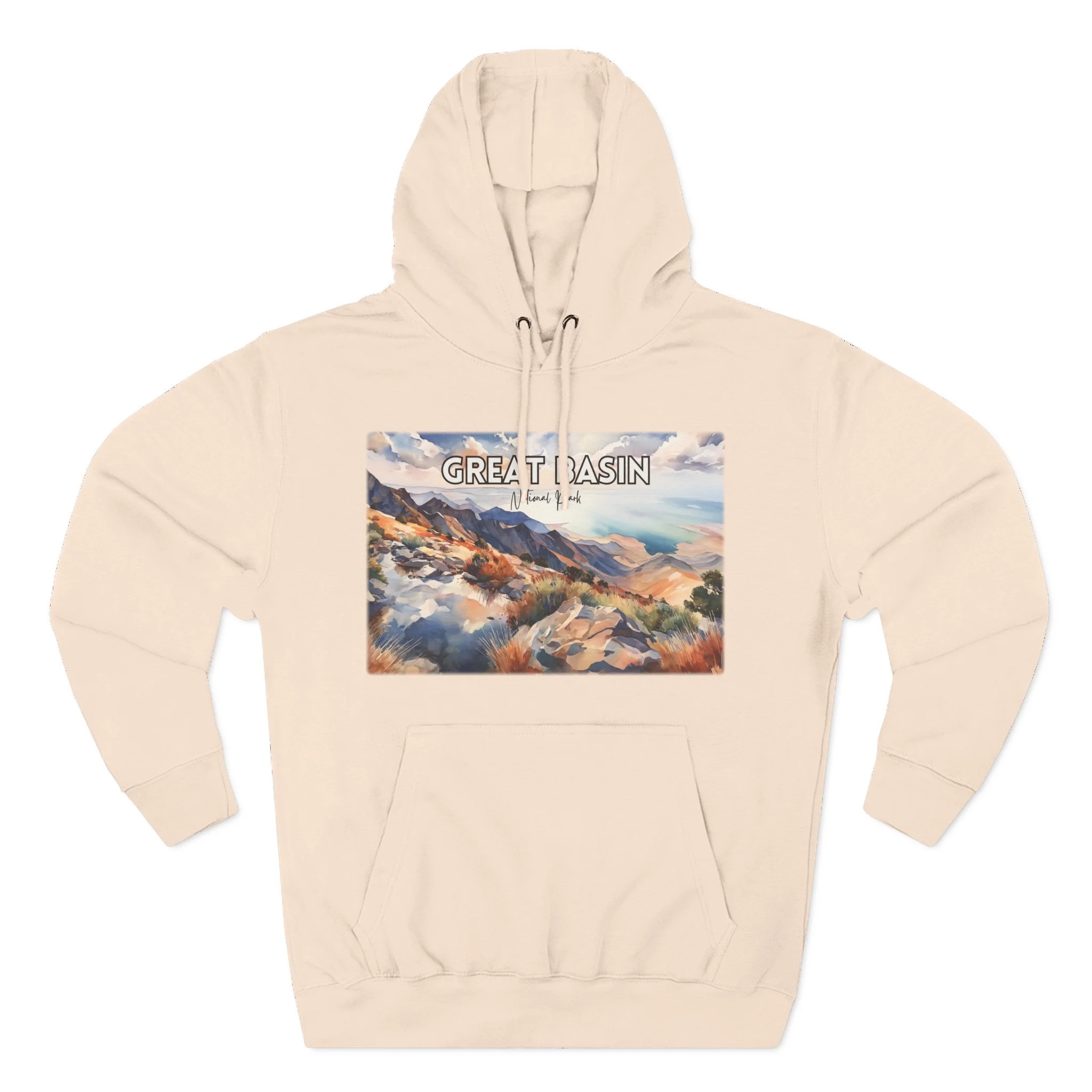 Great Basin Hoodie – Panoramic Watercolor Pastel Landscape Pullover Sweatshirt for Nature Lovers